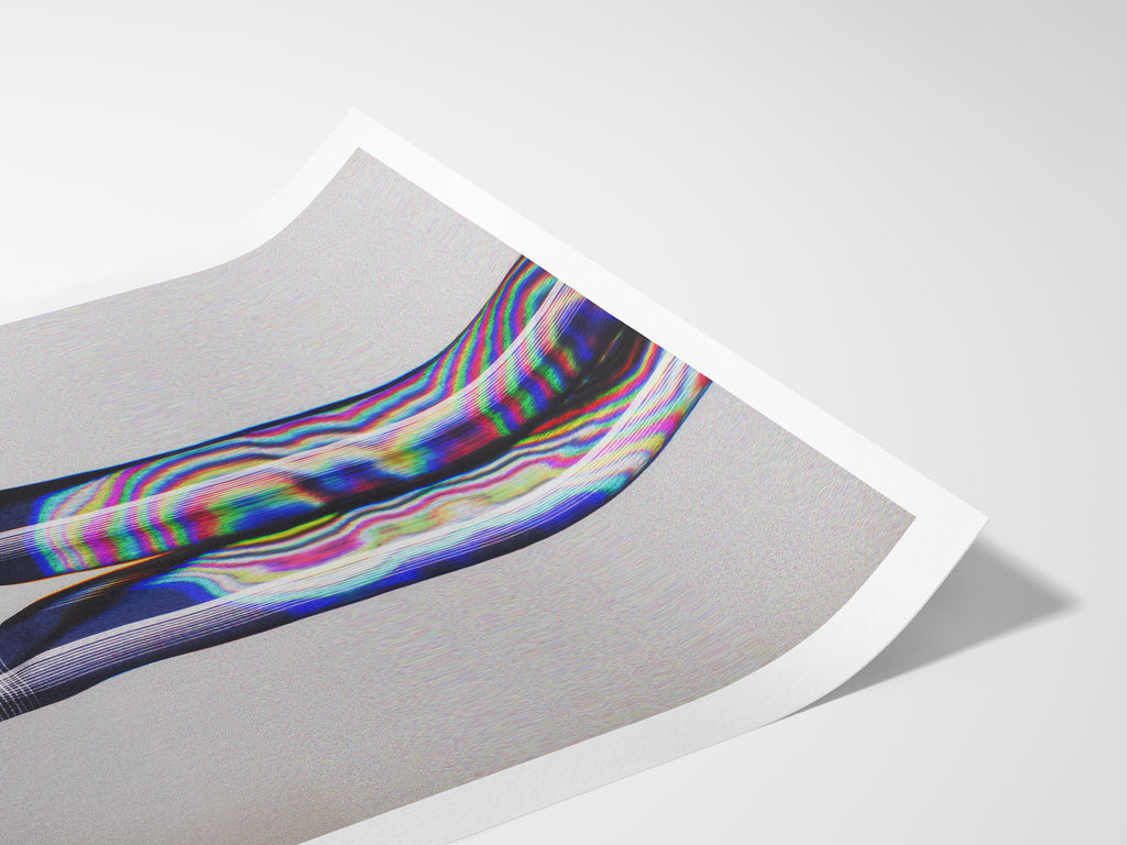 Surreal Blue & Grey Vertical Wall Art - Unique Glitch Photo Print for Men's Bedroom, Living Room, Office | Untitled (284) Giclée Print