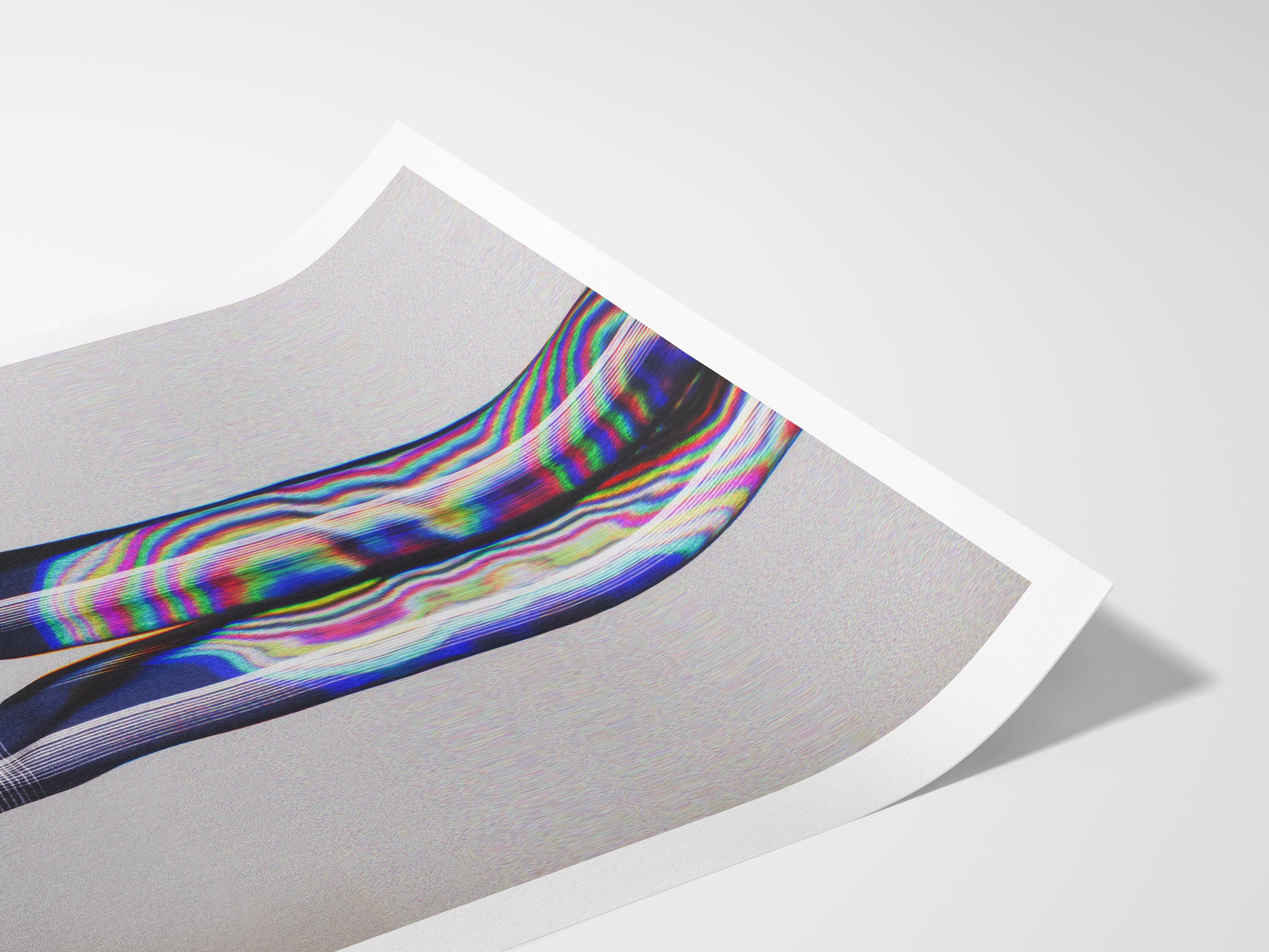 Surreal Blue & Grey Vertical Wall Art - Unique Glitch Photo Print for Men's Bedroom, Living Room, Office | Untitled (284) Giclée Print