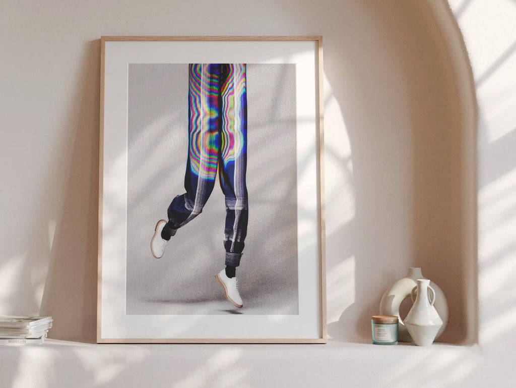 Surreal Blue & Grey Vertical Wall Art - Unique Glitch Photo Print for Men's Bedroom, Living Room, Office | Untitled (284) Giclée Print