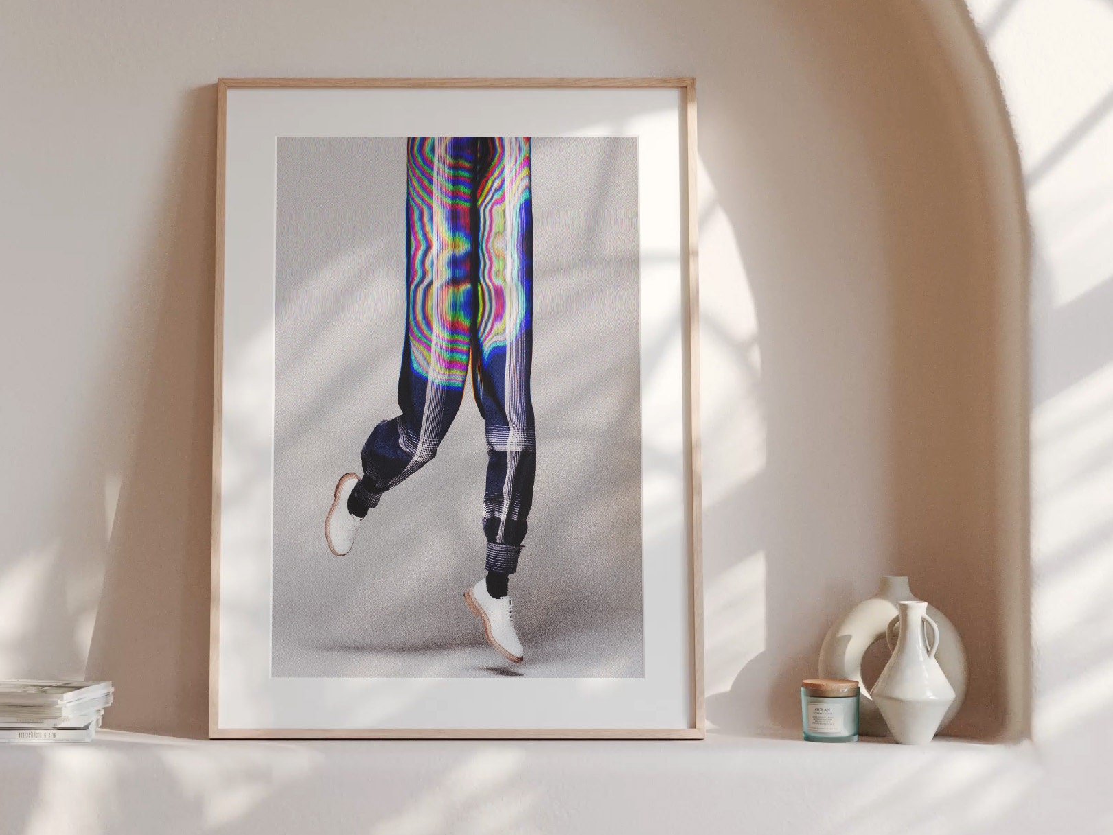 Surreal Blue & Grey Vertical Wall Art - Unique Glitch Photo Print for Men's Bedroom, Living Room, Office | Untitled (284) Giclée Print