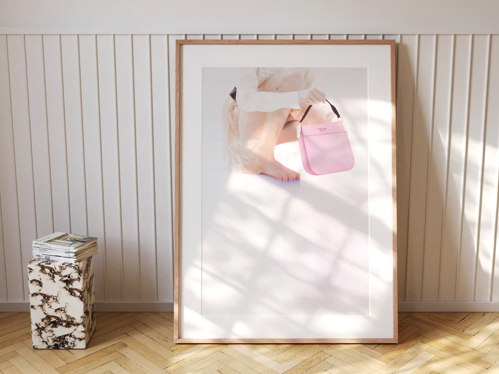 Pink And White Wall Art - Luxury Handbag Fashion Photo Feminine Aesthetic, Altered Portrait For Home, Office | Untitled (287) Giclée Print