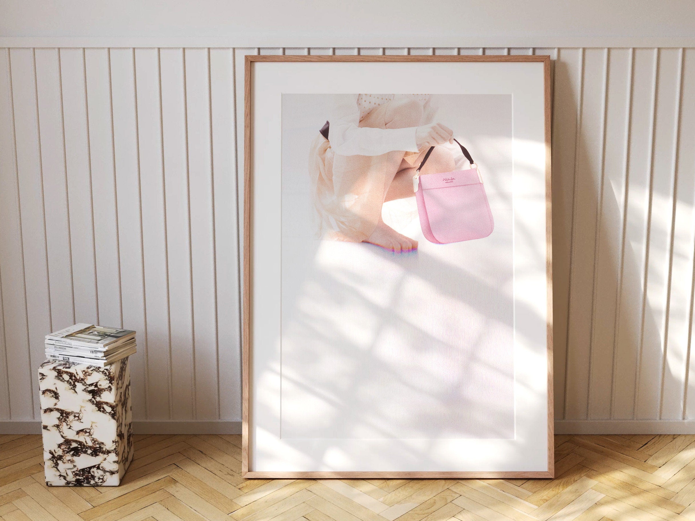 Pink And White Wall Art - Luxury Handbag Fashion Photo Feminine Aesthetic, Altered Portrait For Home, Office | Untitled (287) Giclée Print