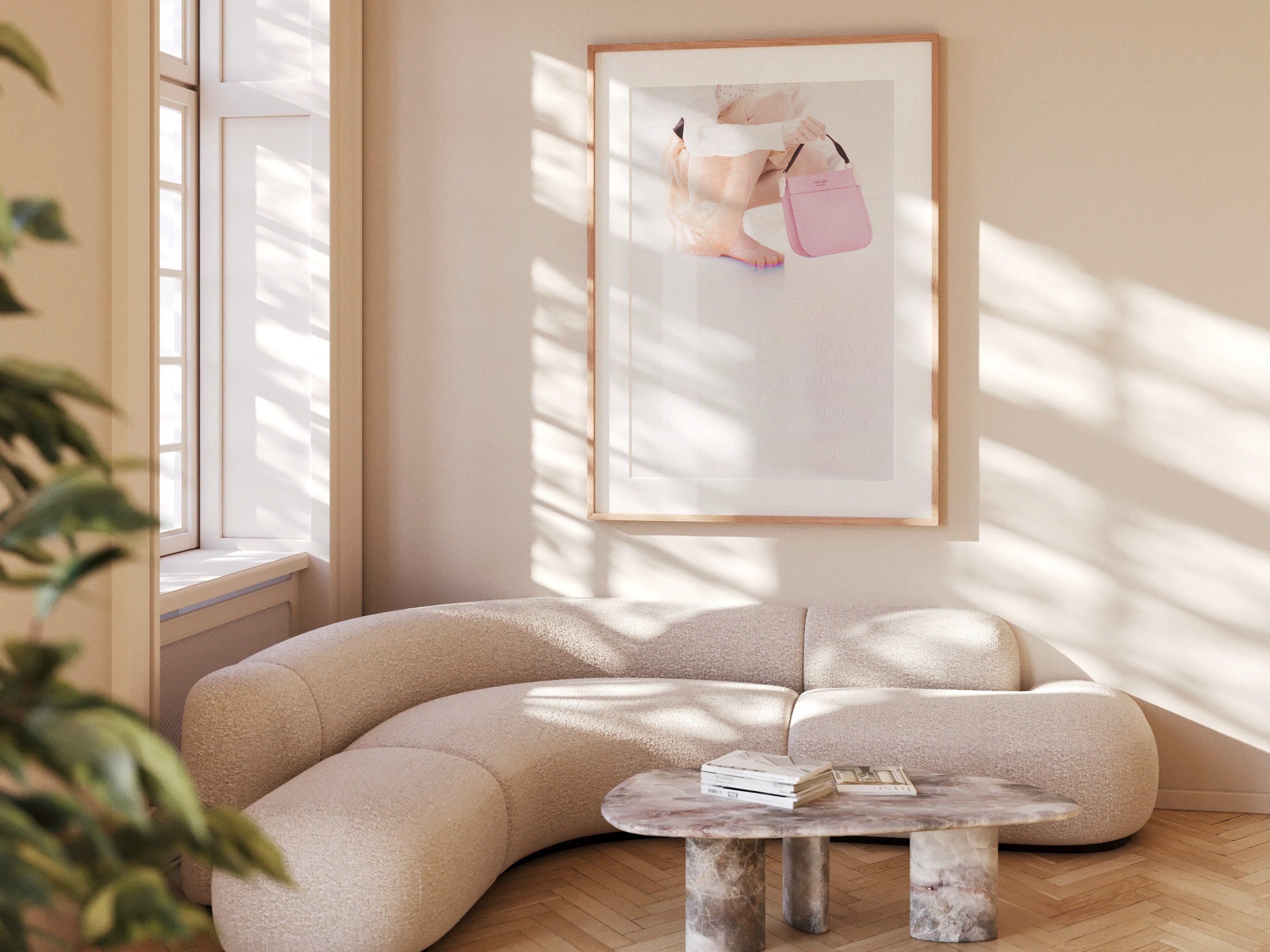 Pink And White Wall Art - Luxury Handbag Fashion Photo Feminine Aesthetic, Altered Portrait For Home, Office | Untitled (287) Giclée Print