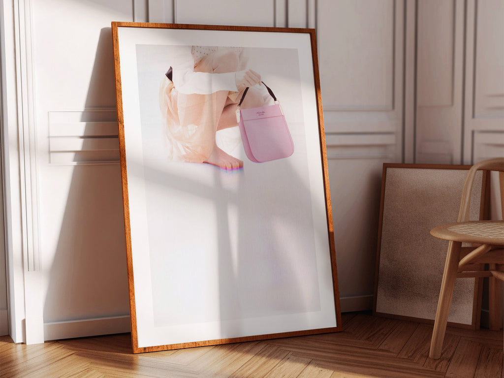 Pink And White Wall Art - Luxury Handbag Fashion Photo Feminine Aesthetic, Altered Portrait For Home, Office | Untitled (287) Giclée Print