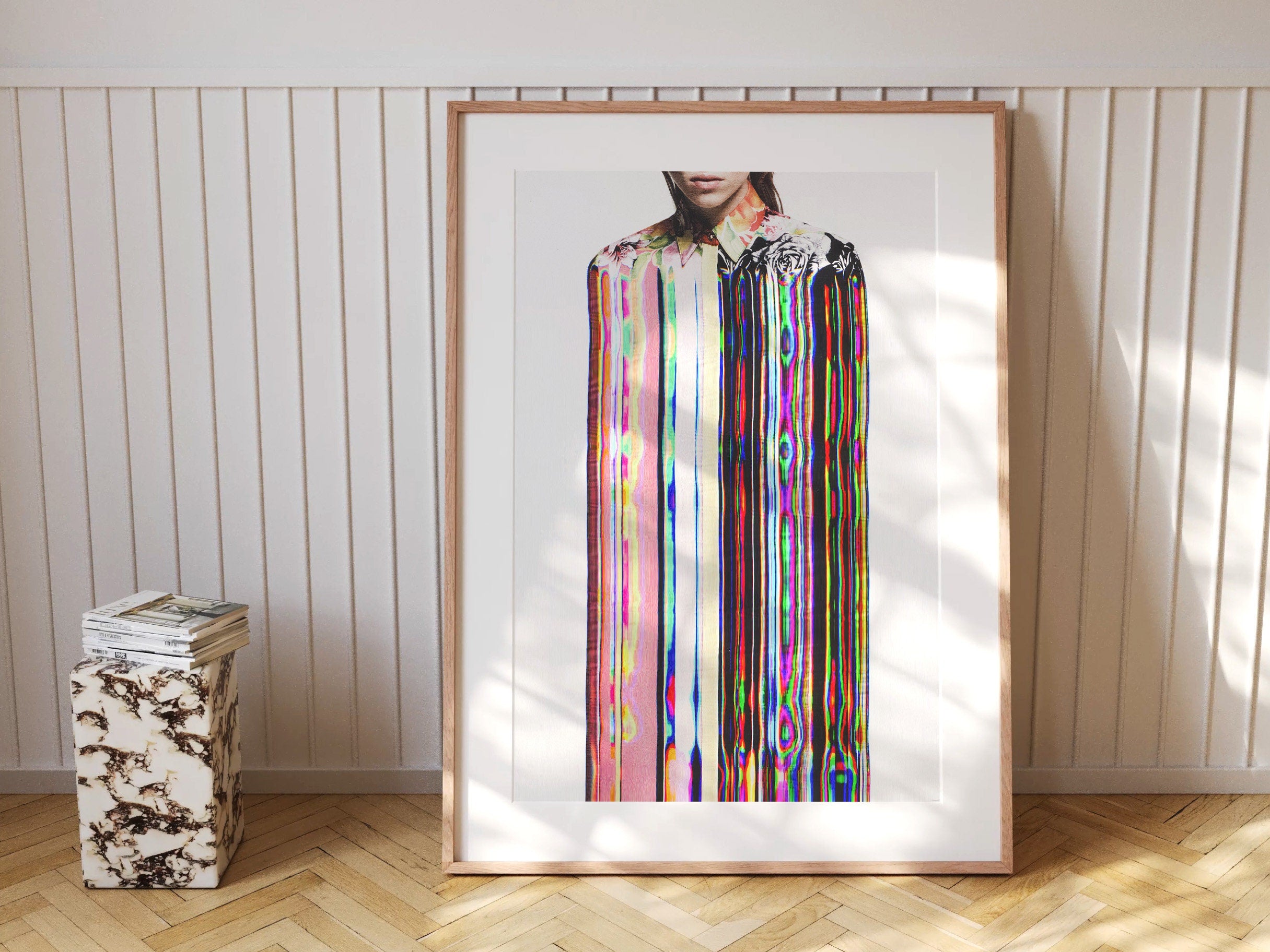 Trippy Altered Portrait Wall Art - Psychedelic Fashion Beauty Glitch Art For Living, Guest Room, Bedroom | Untitled (291) Giclée Print