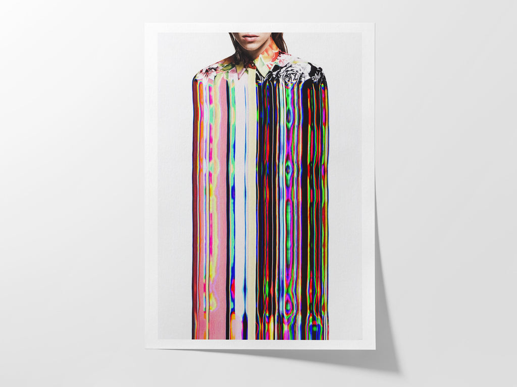 Trippy Altered Portrait Wall Art - Psychedelic Fashion Beauty Glitch Art For Living, Guest Room, Bedroom | Untitled (291) Giclée Print