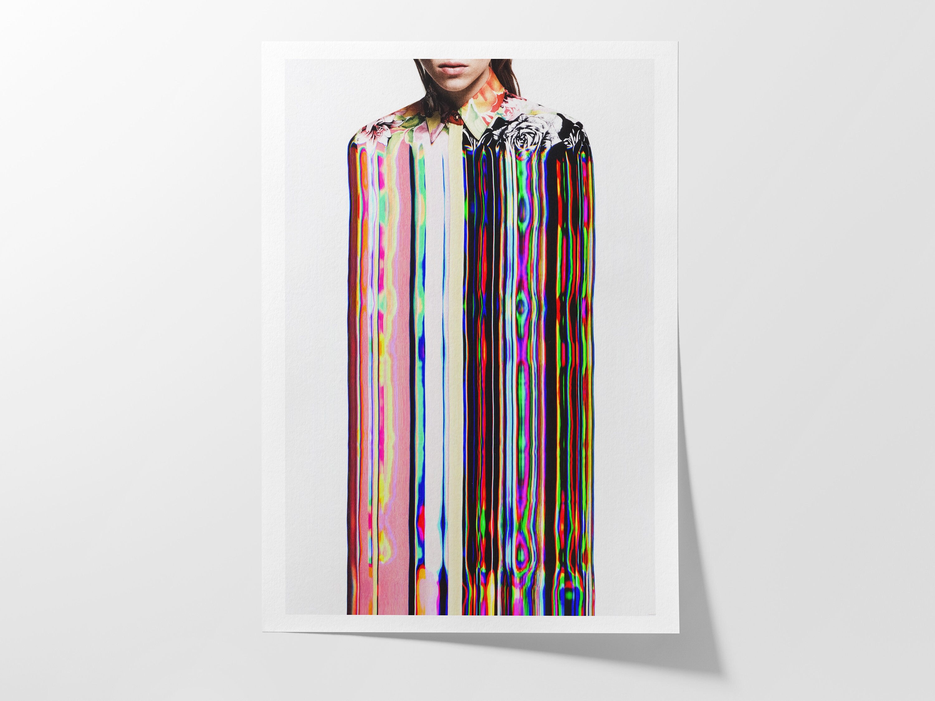 Trippy Altered Portrait Wall Art - Psychedelic Fashion Beauty Glitch Art For Living, Guest Room, Bedroom | Untitled (291) Giclée Print