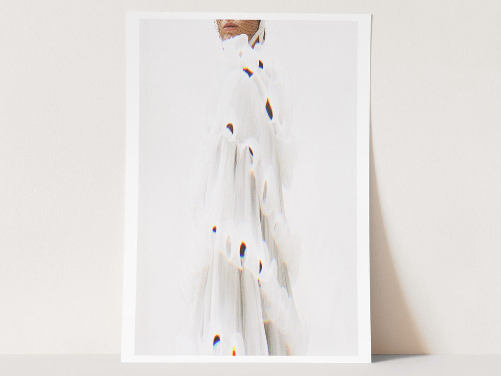 White Minimalist Abstract Wall Art Print - Clean Modern Aesthetic Artwork For Living Room, Bedroom, Office | Untitled (296) Giclée Print