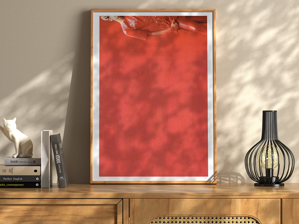 Red Abstract Minimalist Wall Art Print - Modern Glitch Fashion Photo - Eclectic, Classy Decor for Home, Office | Untitled (297) Giclée Print