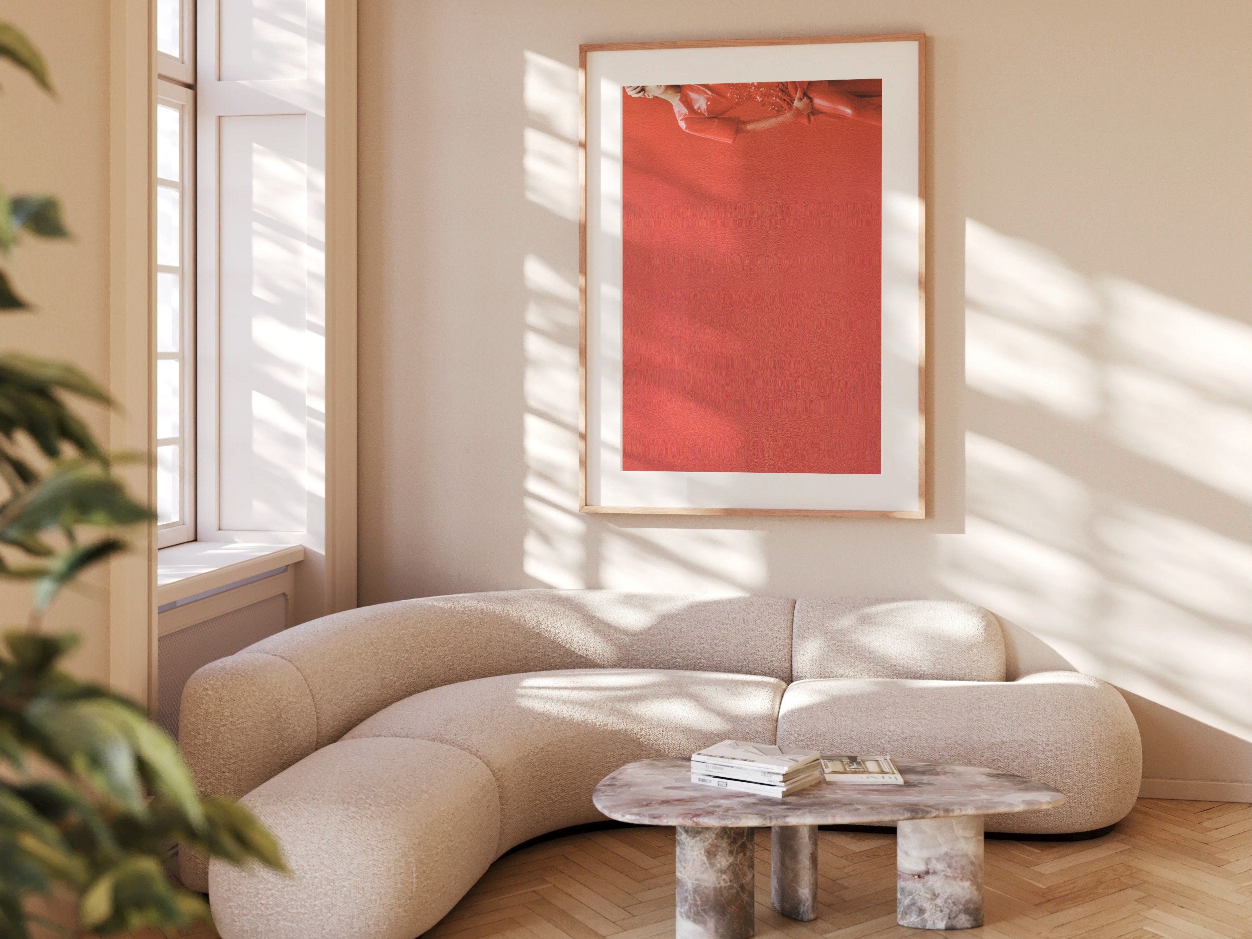 Red Abstract Minimalist Wall Art Print - Modern Glitch Fashion Photo - Eclectic, Classy Decor for Home, Office | Untitled (297) Giclée Print