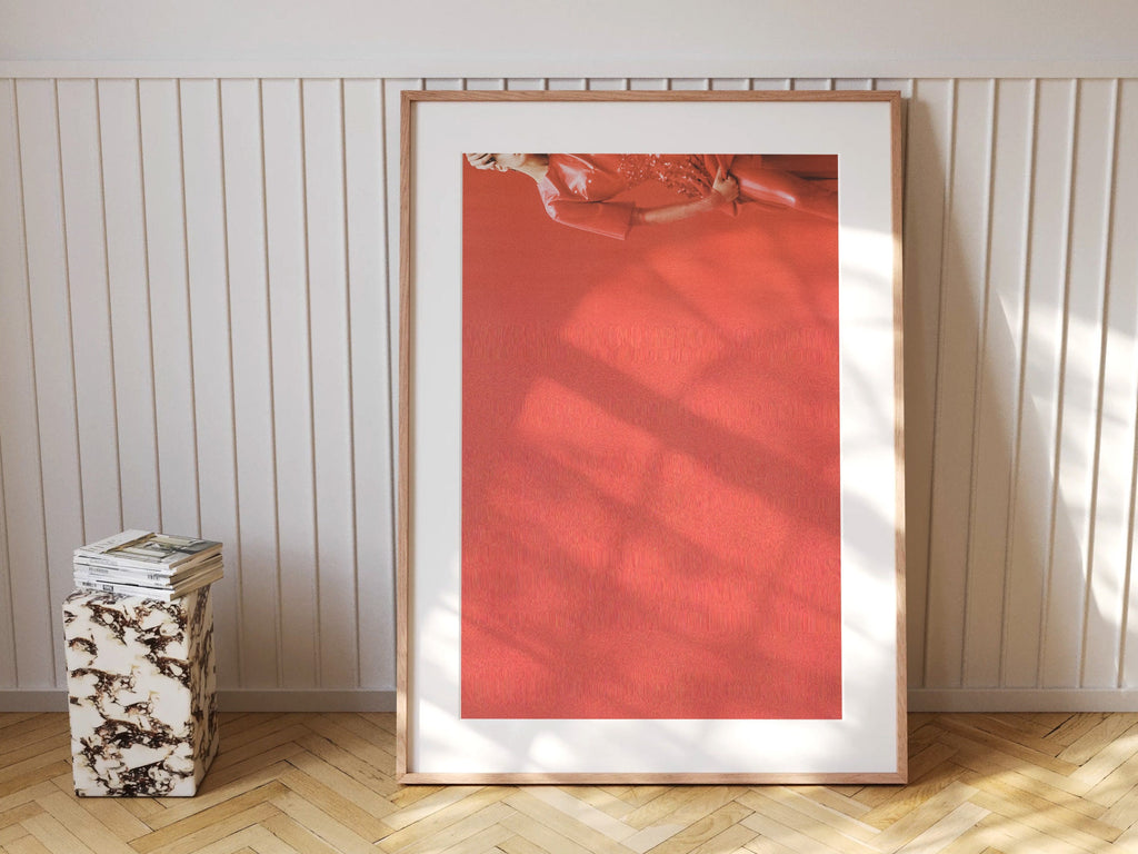 Red Abstract Minimalist Wall Art Print - Modern Glitch Fashion Photo - Eclectic, Classy Decor for Home, Office | Untitled (297) Giclée Print