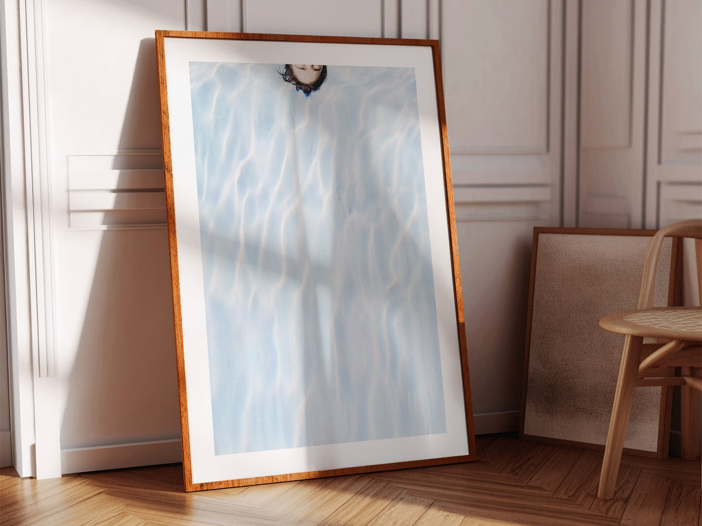 Abstract Blue Swimming Pool Wall Decor Art – Minimal Aesthetic Artwork For Living Room, Bathroom, Home Office | Untitled (298) Giclée Print