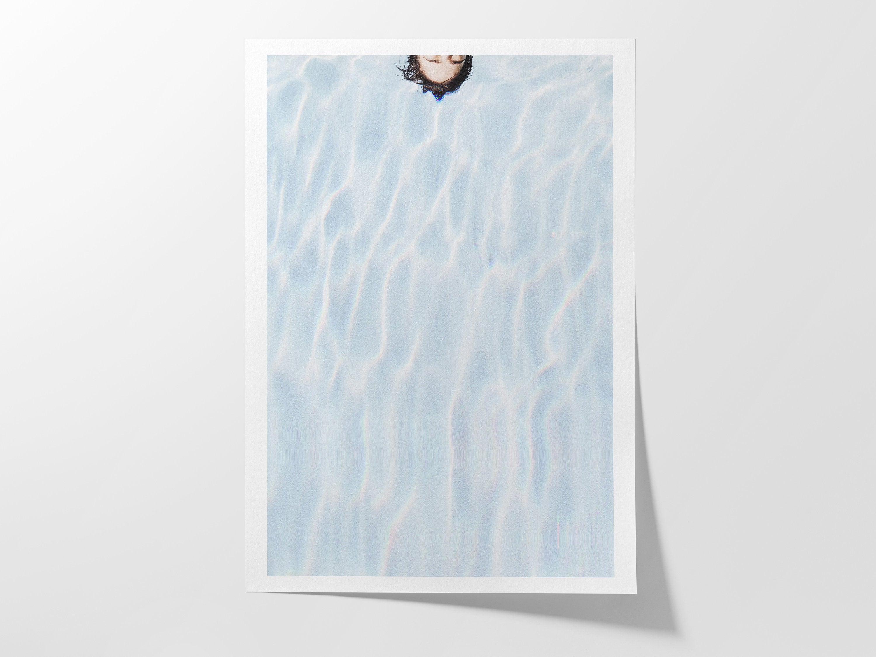 Abstract Blue Swimming Pool Wall Decor Art – Minimal Aesthetic Artwork For Living Room, Bathroom, Home Office | Untitled (298) Giclée Print