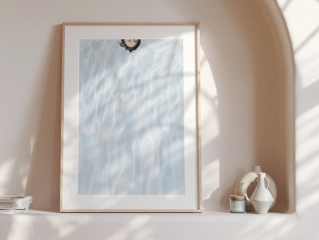 Abstract Blue Swimming Pool Wall Decor Art – Minimal Aesthetic Artwork For Living Room, Bathroom, Home Office | Untitled (298) Giclée Print