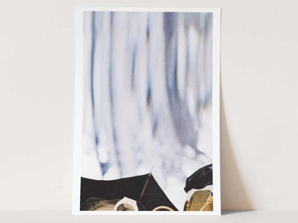 Retro Fashion Sunglasses Umbrella Wall Art Print, Elegant Decor for Living Room, Office, Blue Abstract Vibe | Untitled (299) Giclée Print