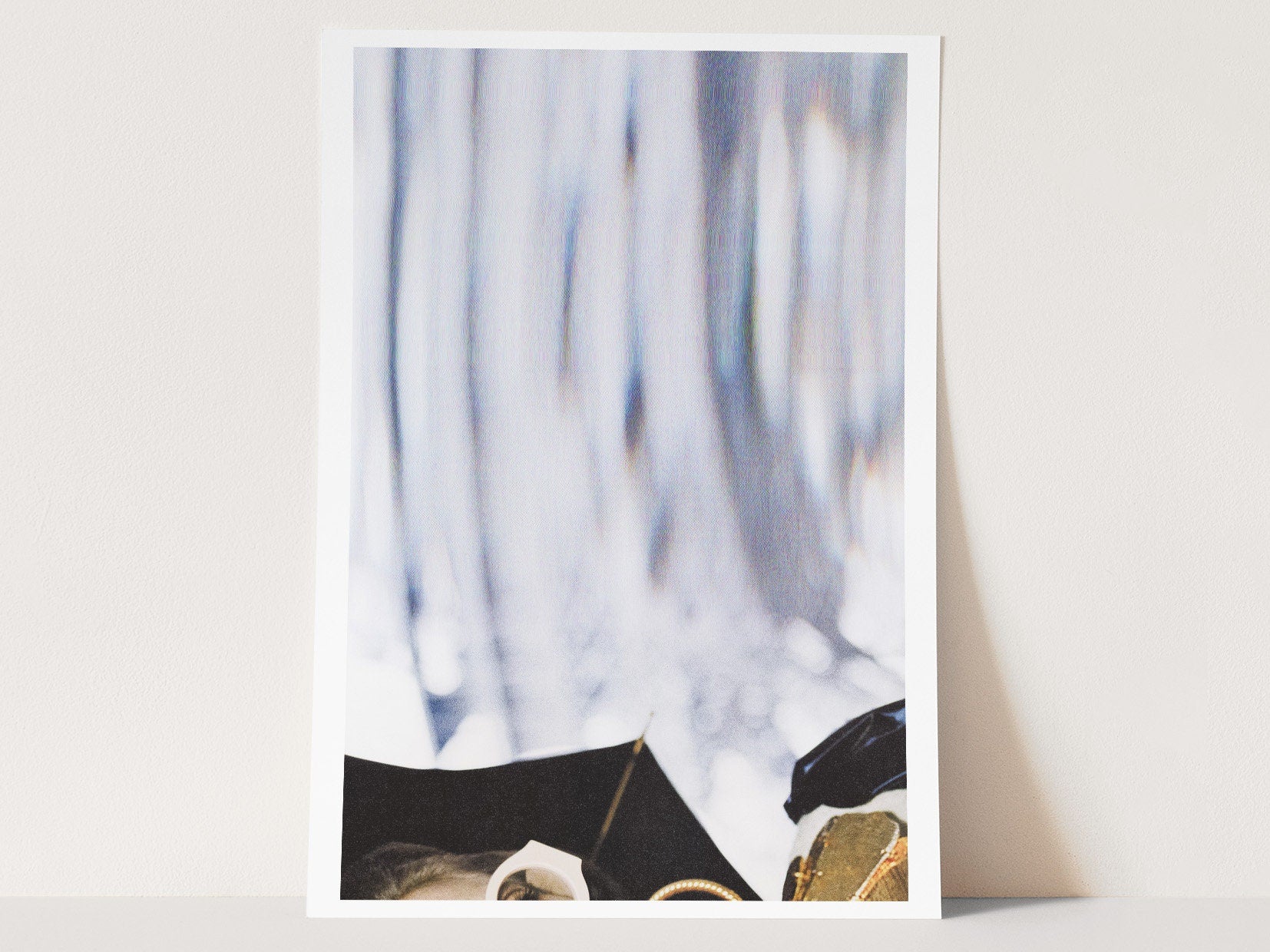 Retro Fashion Sunglasses Umbrella Wall Art Print, Elegant Decor for Living Room, Office, Blue Abstract Vibe | Untitled (299) Giclée Print