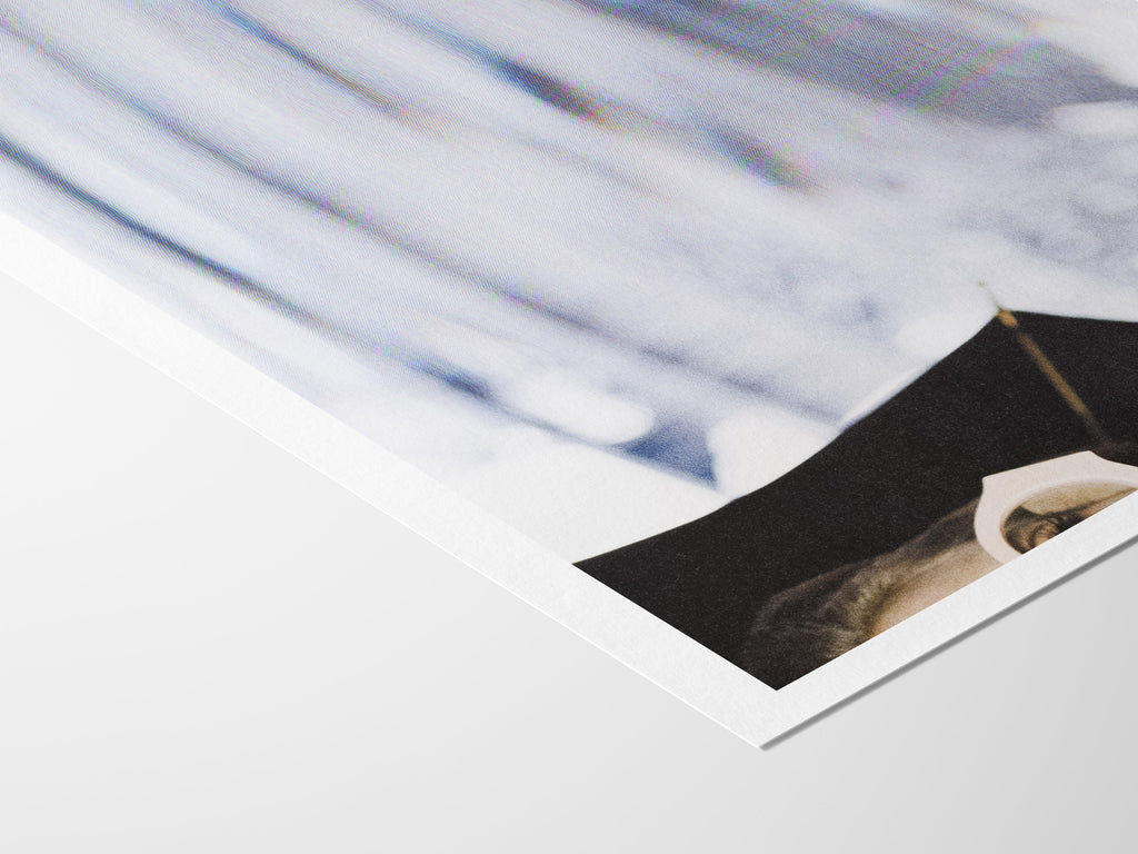 Retro Fashion Sunglasses Umbrella Wall Art Print, Elegant Decor for Living Room, Office, Blue Abstract Vibe | Untitled (299) Giclée Print