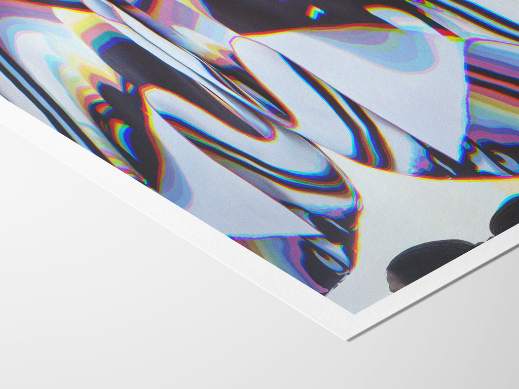 Colorful Psychedelic Glitch Wall Art - Blue Geometric Abstract Art for Eclectic Home, Office Wall Decor - | Untitled (301) Giclée Print