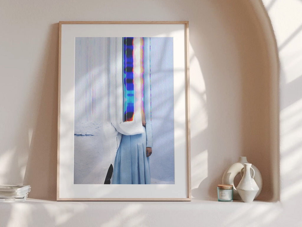 Beautiful Surrealist Blue and White Wall Art, Altered Couples Photo for Home, Office, Bedroom, Living Room | - Untitled (302) Giclée Print