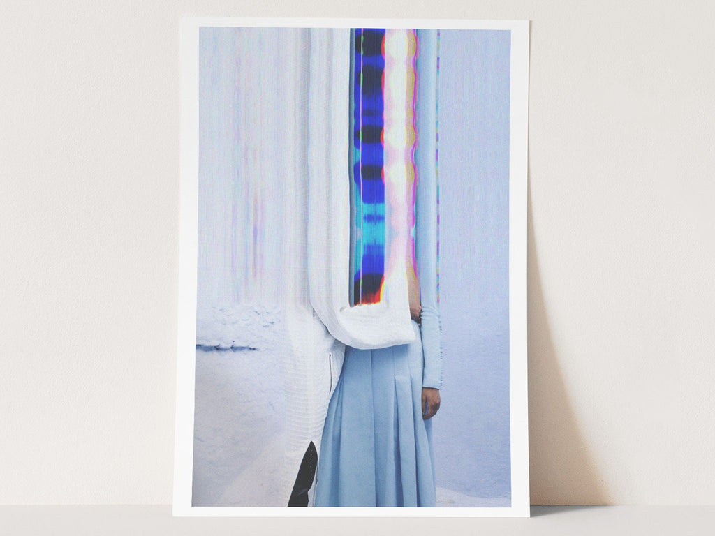 Beautiful Surrealist Blue and White Wall Art, Altered Couples Photo for Home, Office, Bedroom, Living Room | - Untitled (302) Giclée Print