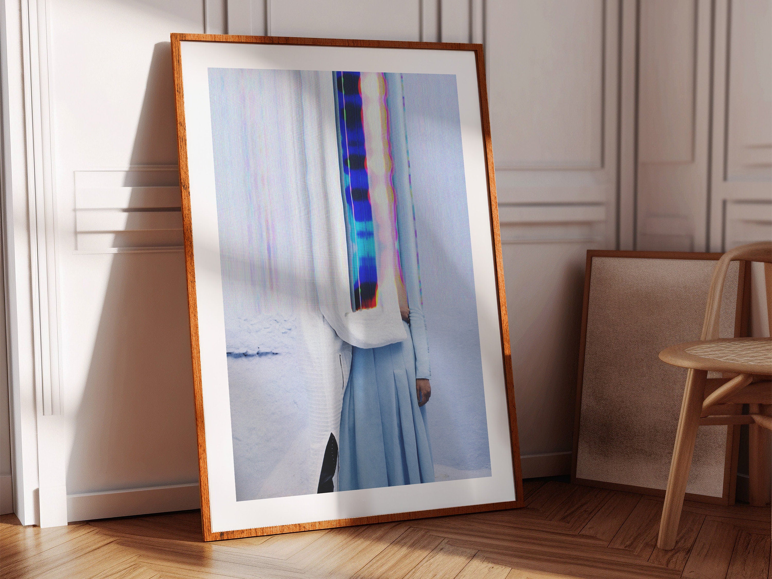 Beautiful Surrealist Blue and White Wall Art, Altered Couples Photo for Home, Office, Bedroom, Living Room | - Untitled (302) Giclée Print