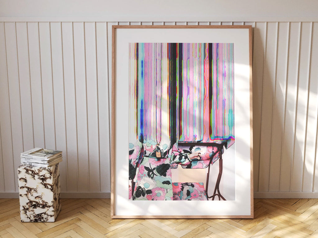 Abstract Floral Glitch Wall Art - Striking Feminine Modern Artwork For Home, Office, Bedroom, Living Room | Untitled (304) Giclée Print