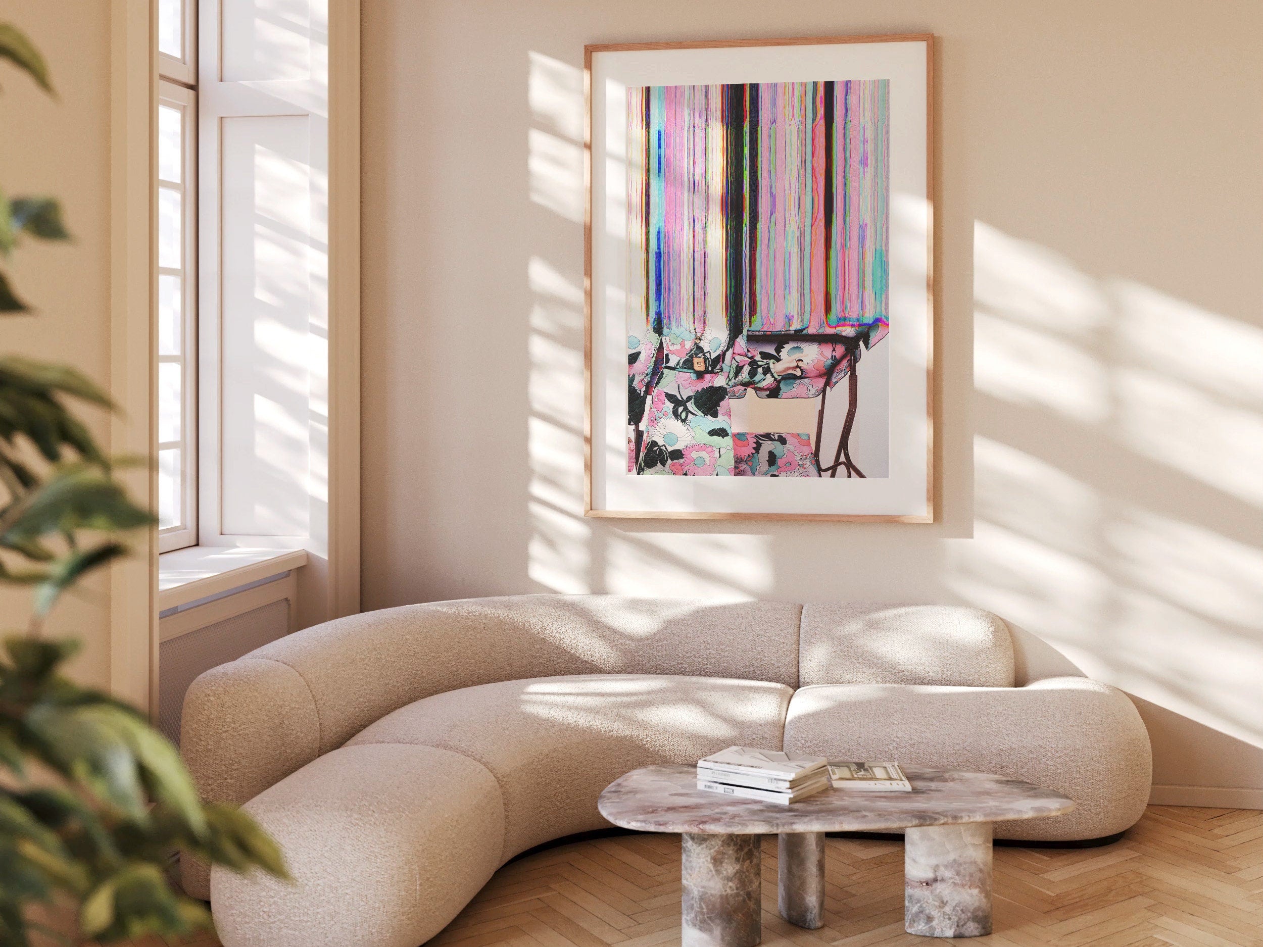 Abstract Floral Glitch Wall Art - Striking Feminine Modern Artwork For Home, Office, Bedroom, Living Room | Untitled (304) Giclée Print