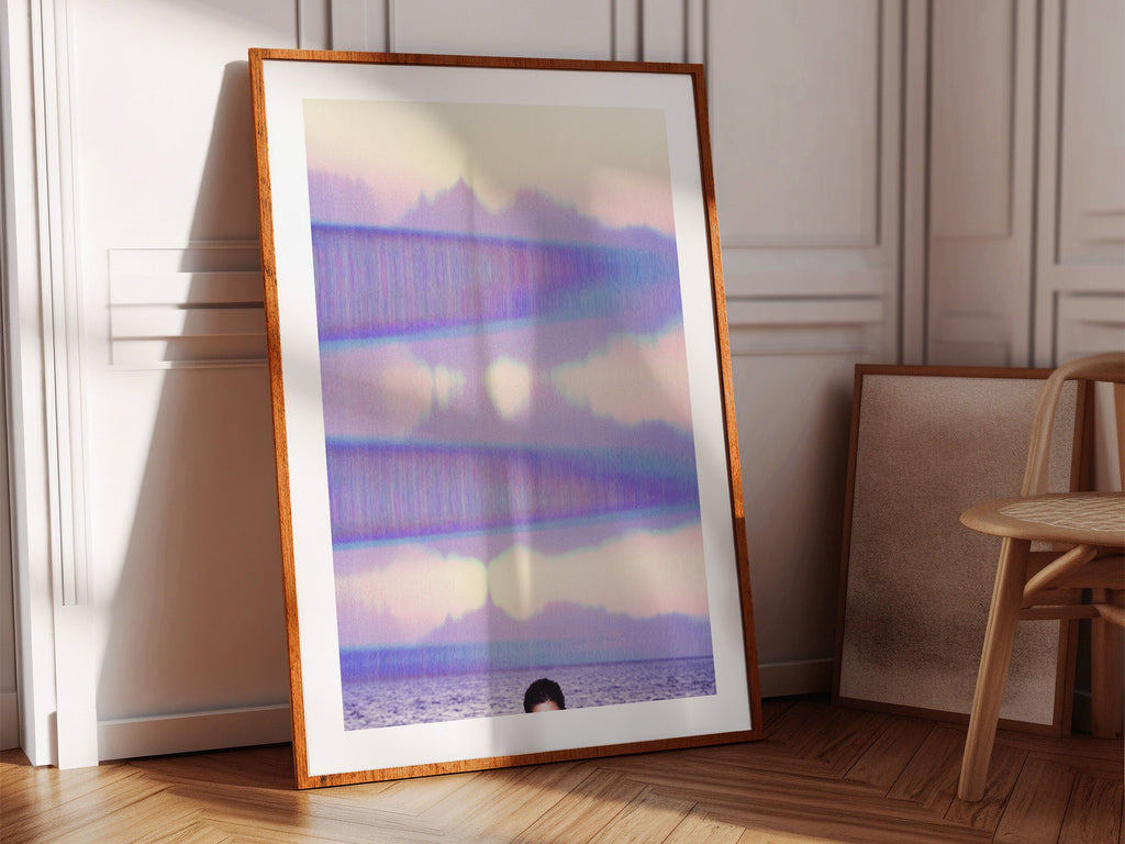 Glitch Purple Ocean Wall Art, Colorful Minimal Wall Decor for Living Room, Bedroom, Home Office, Guest Room | Untitled (305) Giclée Print