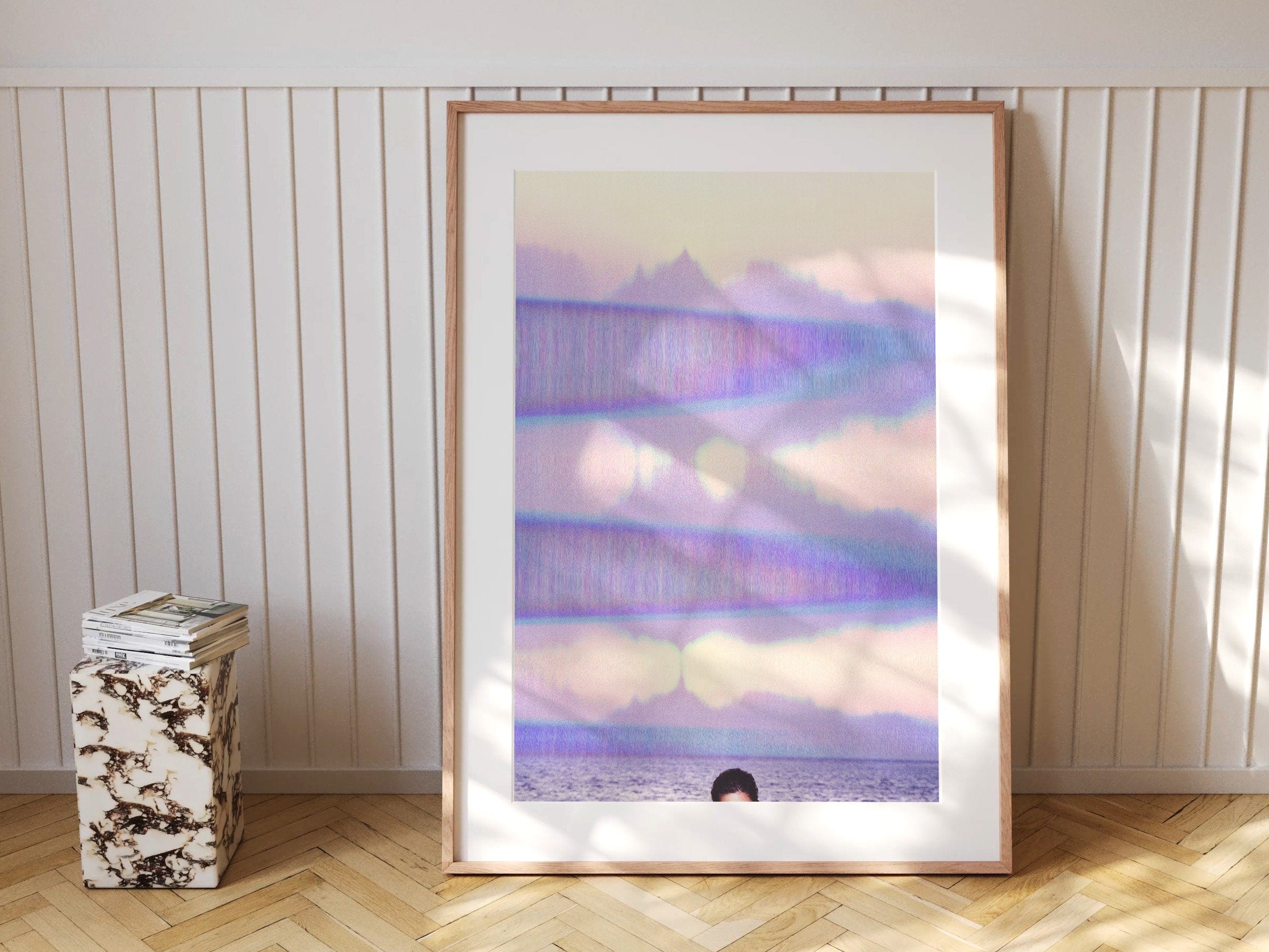 Glitch Purple Ocean Wall Art, Colorful Minimal Wall Decor for Living Room, Bedroom, Home Office, Guest Room | Untitled (305) Giclée Print