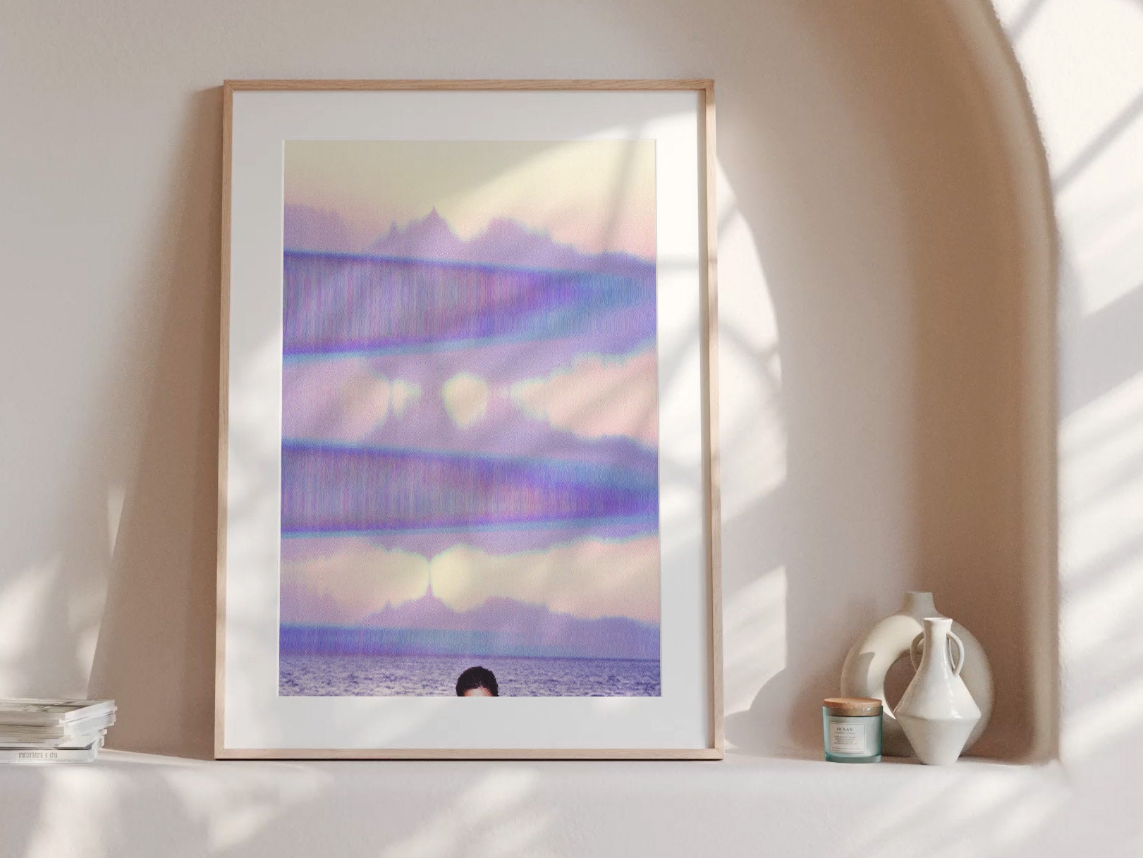 Glitch Purple Ocean Wall Art, Colorful Minimal Wall Decor for Living Room, Bedroom, Home Office, Guest Room | Untitled (305) Giclée Print