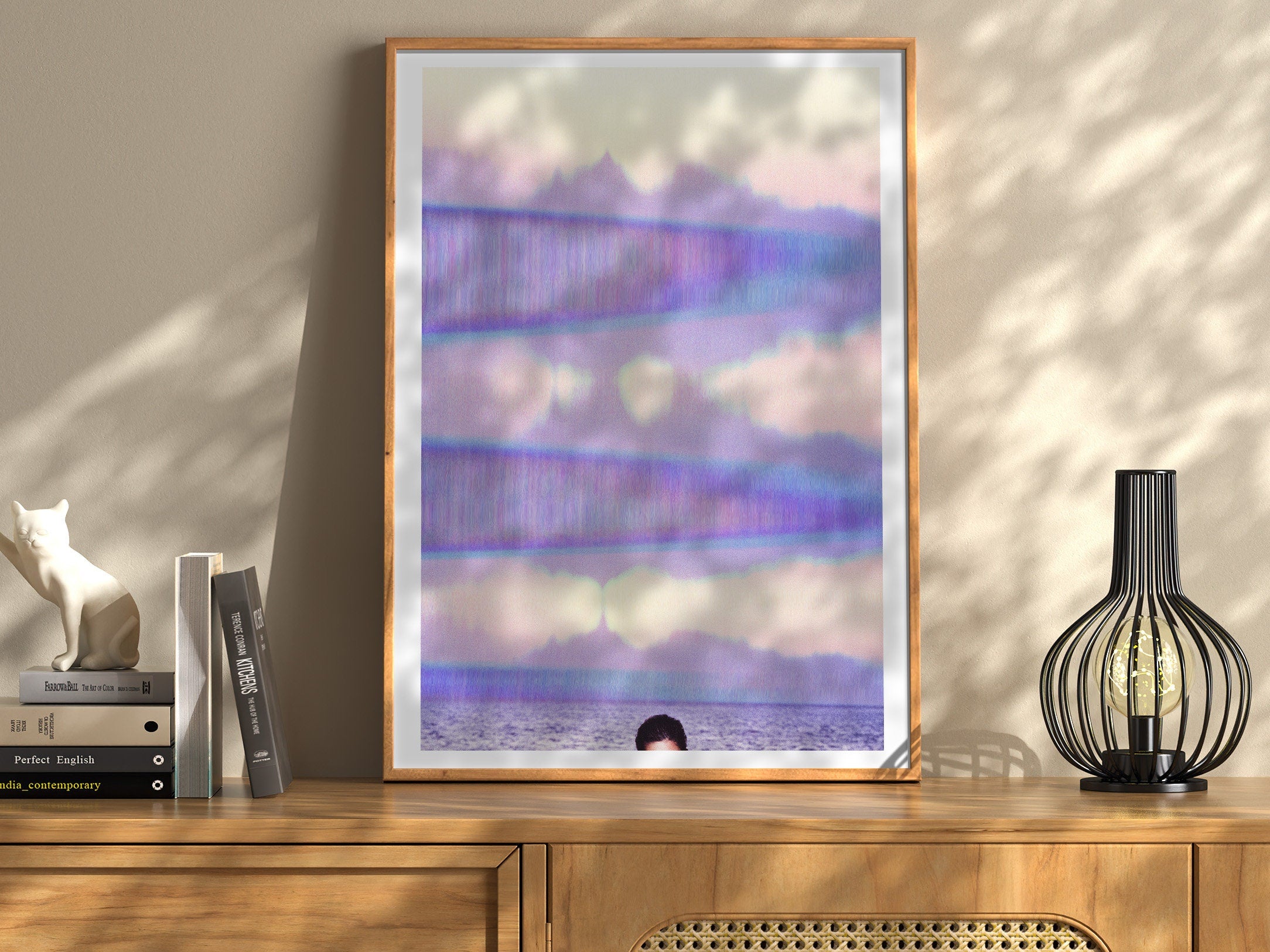 Glitch Purple Ocean Wall Art, Colorful Minimal Wall Decor for Living Room, Bedroom, Home Office, Guest Room | Untitled (305) Giclée Print