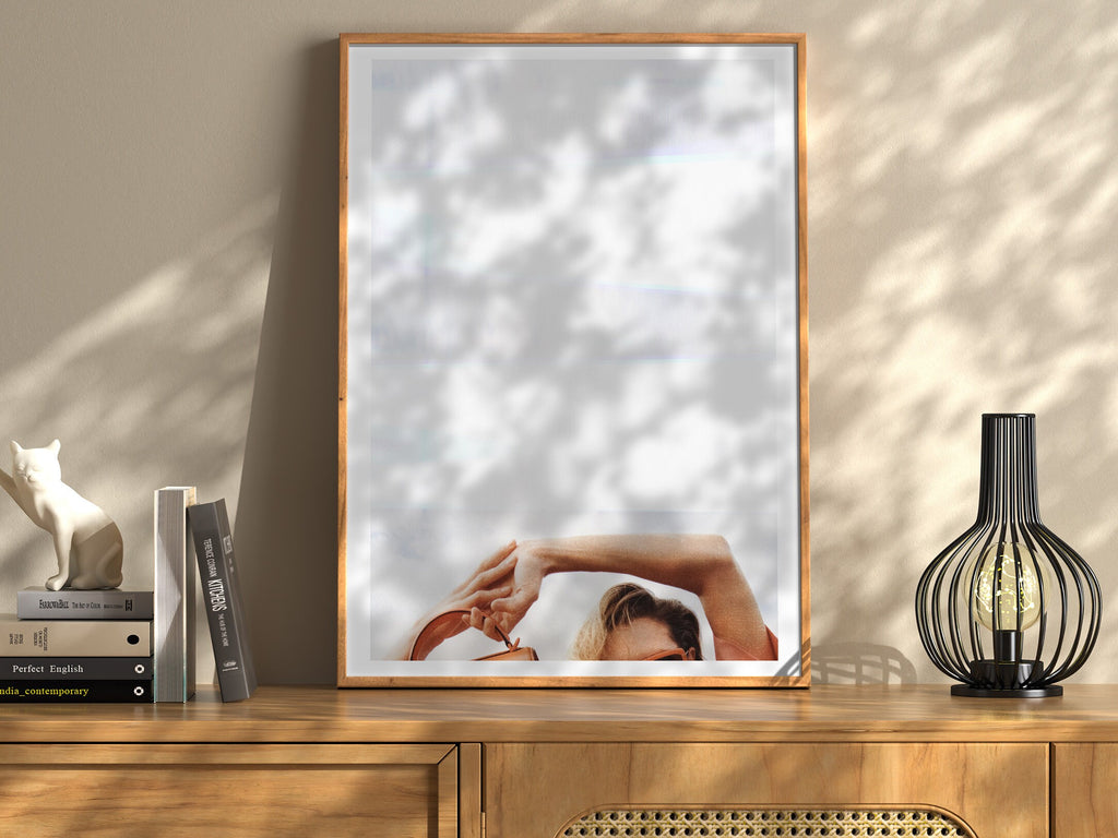 Altered Feminine Fashion Wall Art - Minimal Aesthetic Art for Living Room, Home, Office Decor - Blue And White | Untitled (306) Giclée Print