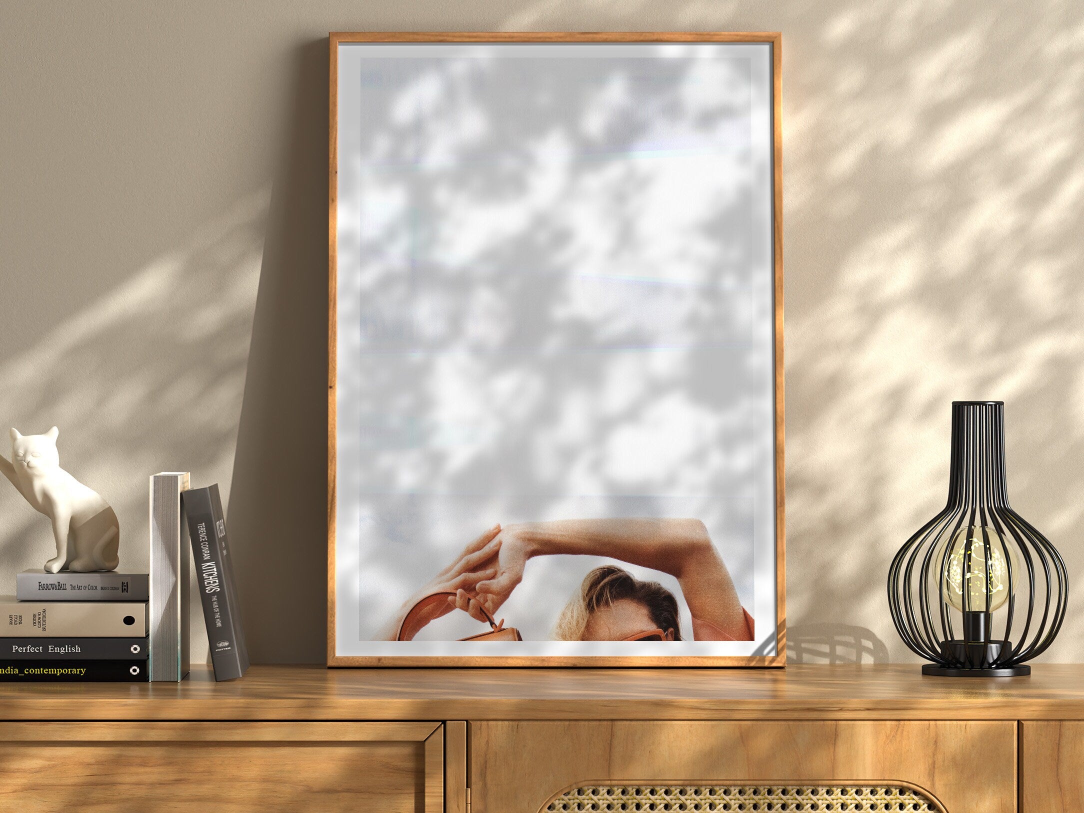 Altered Feminine Fashion Wall Art - Minimal Aesthetic Art for Living Room, Home, Office Decor - Blue And White | Untitled (306) Giclée Print