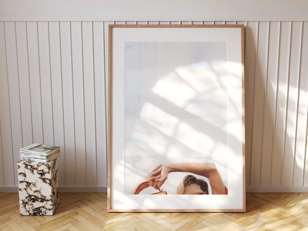 Altered Feminine Fashion Wall Art - Minimal Aesthetic Art for Living Room, Home, Office Decor - Blue And White | Untitled (306) Giclée Print