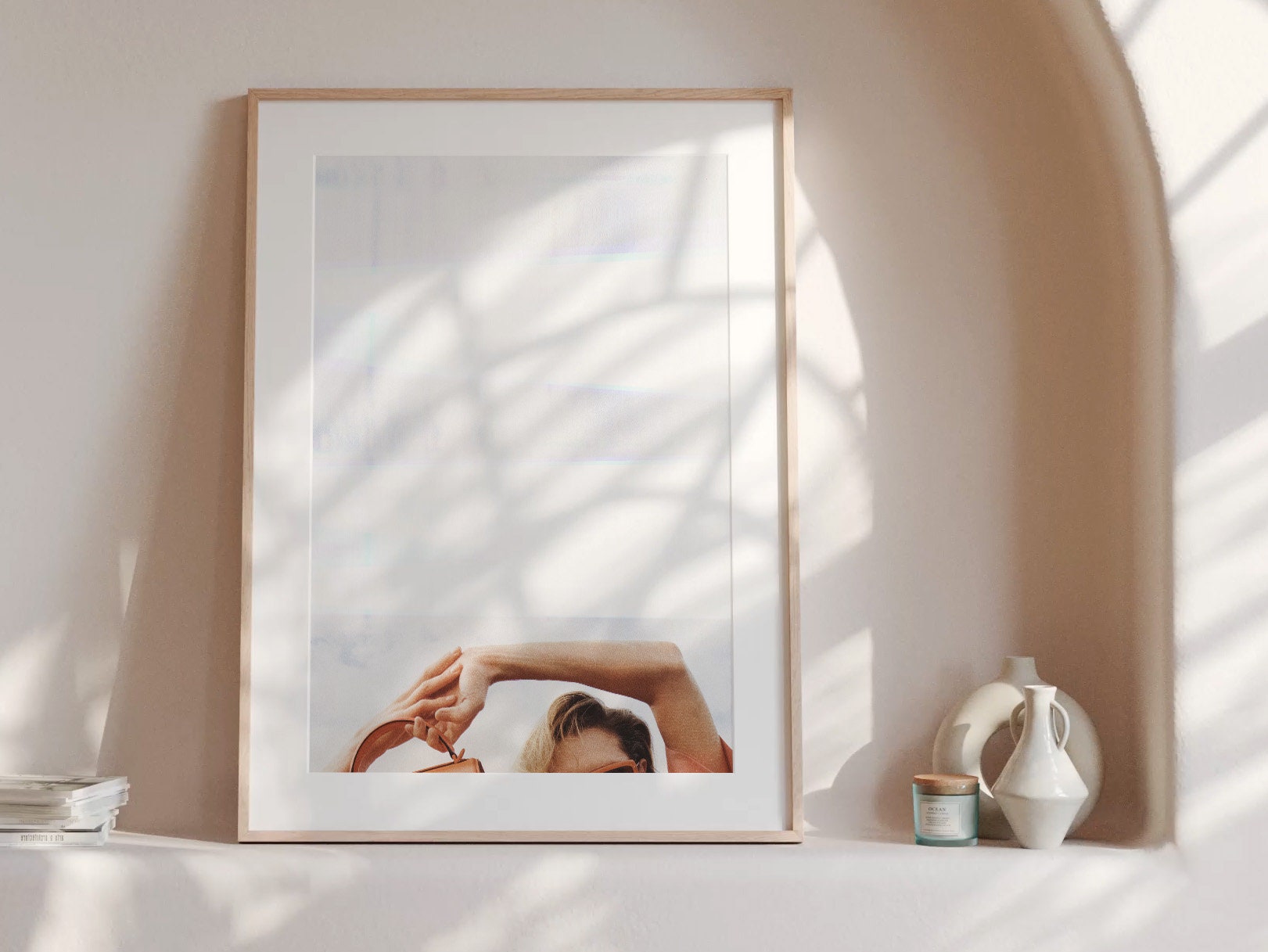 Altered Feminine Fashion Wall Art - Minimal Aesthetic Art for Living Room, Home, Office Decor - Blue And White | Untitled (306) Giclée Print