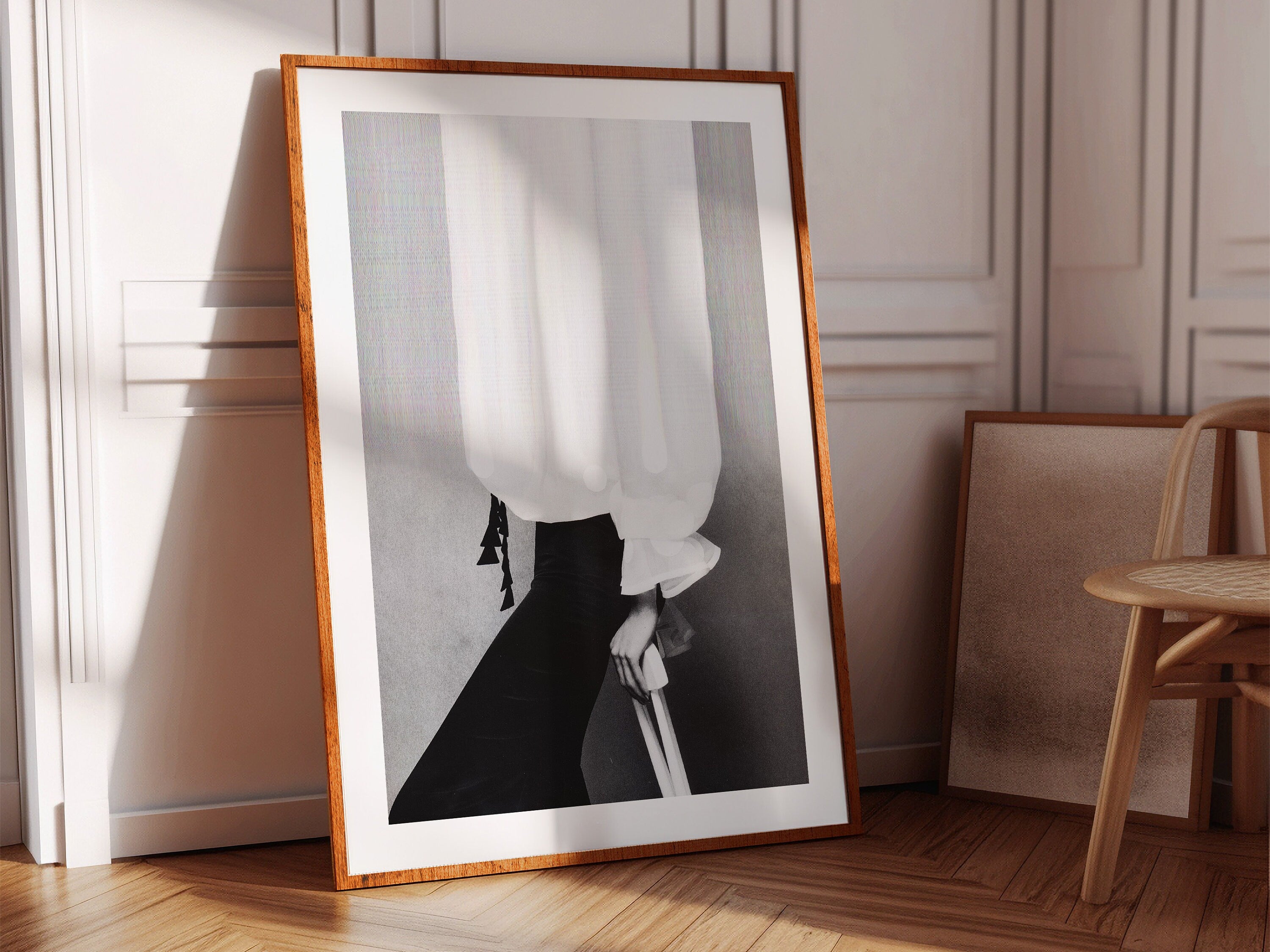 Minimalist Black and White Canvas Wall Art - Elegant Feminine Art for Living Room, Bedroom, Office, Bathroom | Untitled (308) Giclée Print