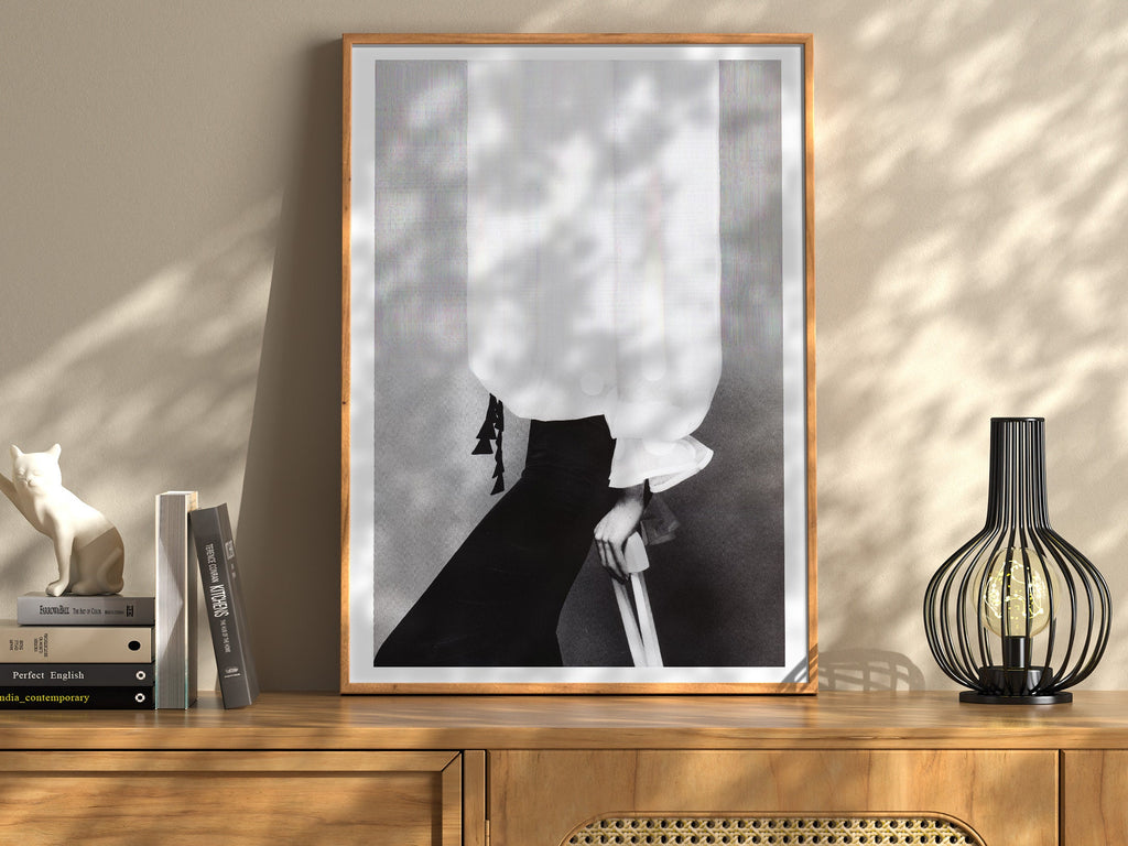 Minimalist Black and White Canvas Wall Art - Elegant Feminine Art for Living Room, Bedroom, Office, Bathroom | Untitled (308) Giclée Print