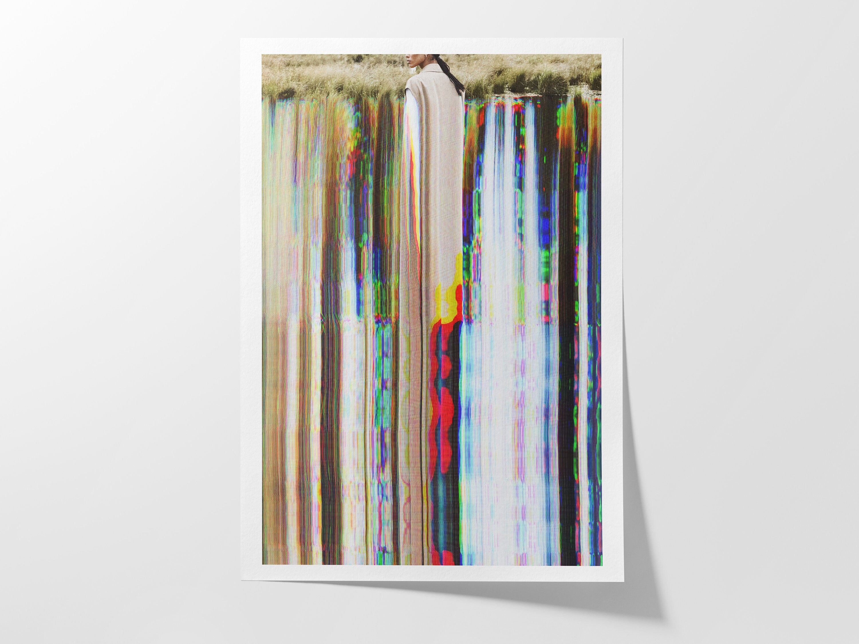 Surreal Psychedelic Glitch Wall Art - Colorful Futuristic Abstract Artwork for Living Room, Home Office Decor | Untitled (310) Giclée Print