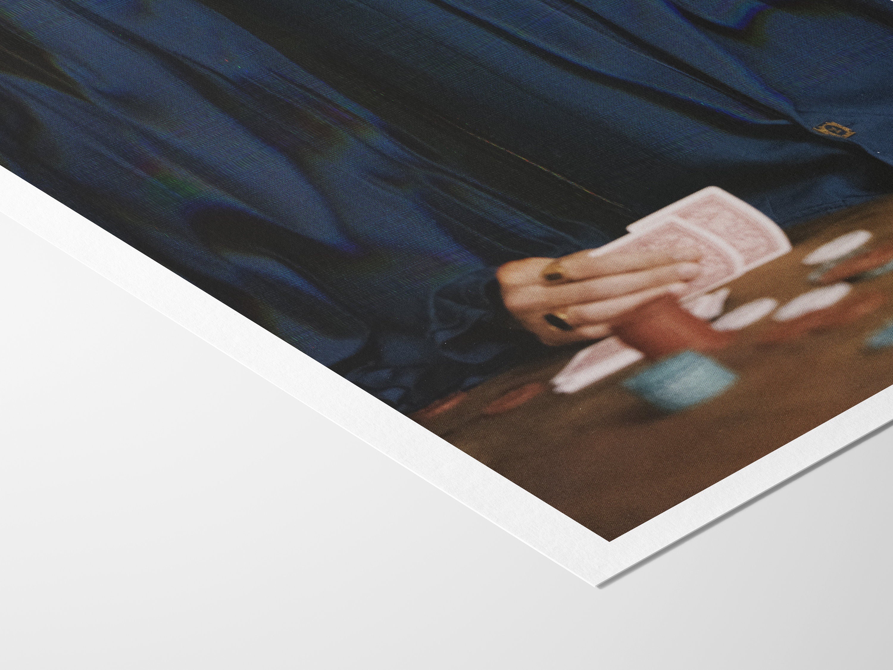 Poker Art Print - Altered Glitch Aesthetic - Navy Blue Classy Wall Decor for Living Room, Office, Man Cave | Untitled (313) Giclée Print