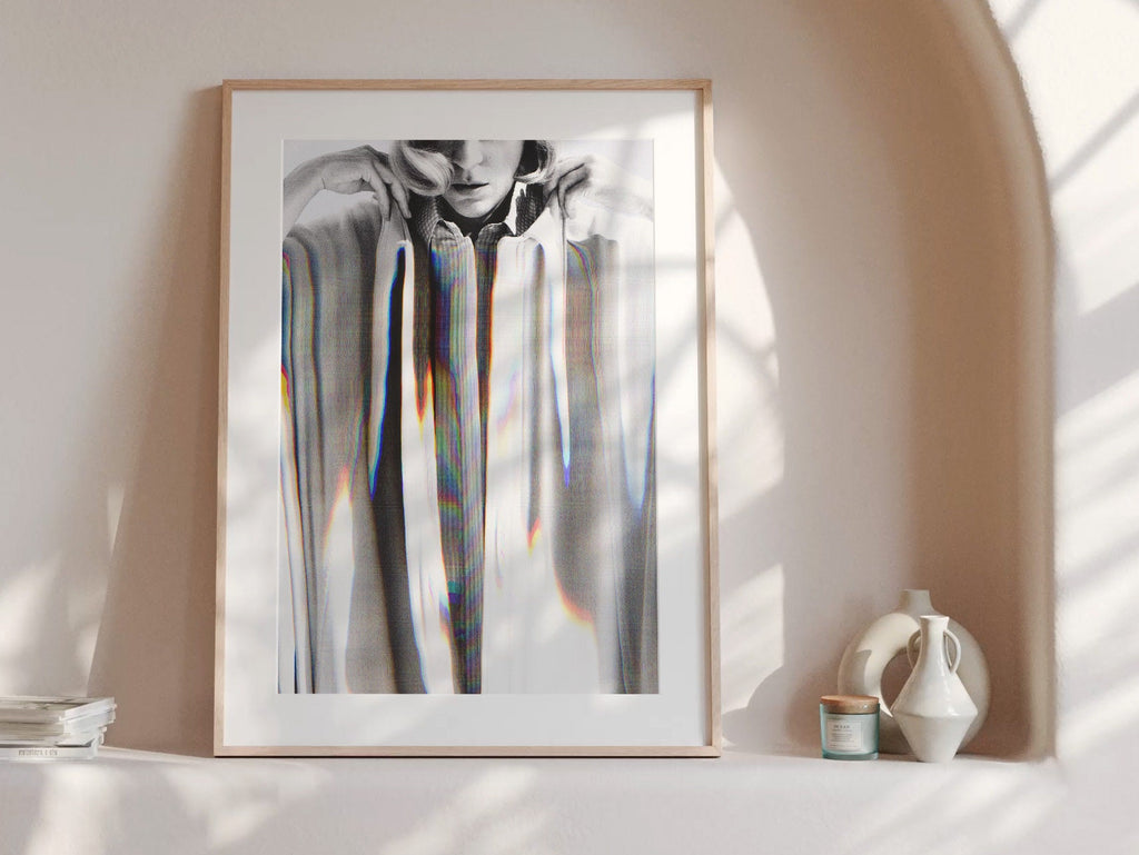 Black and White Wall Art - Artwork For Living Room, Bedroom, Office - Abstract Surreal Glitch Aesthetic | Untitled (316) Giclée Print