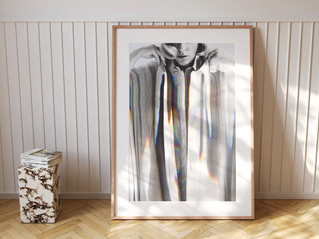 Black and White Wall Art - Artwork For Living Room, Bedroom, Office - Abstract Surreal Glitch Aesthetic | Untitled (316) Giclée Print