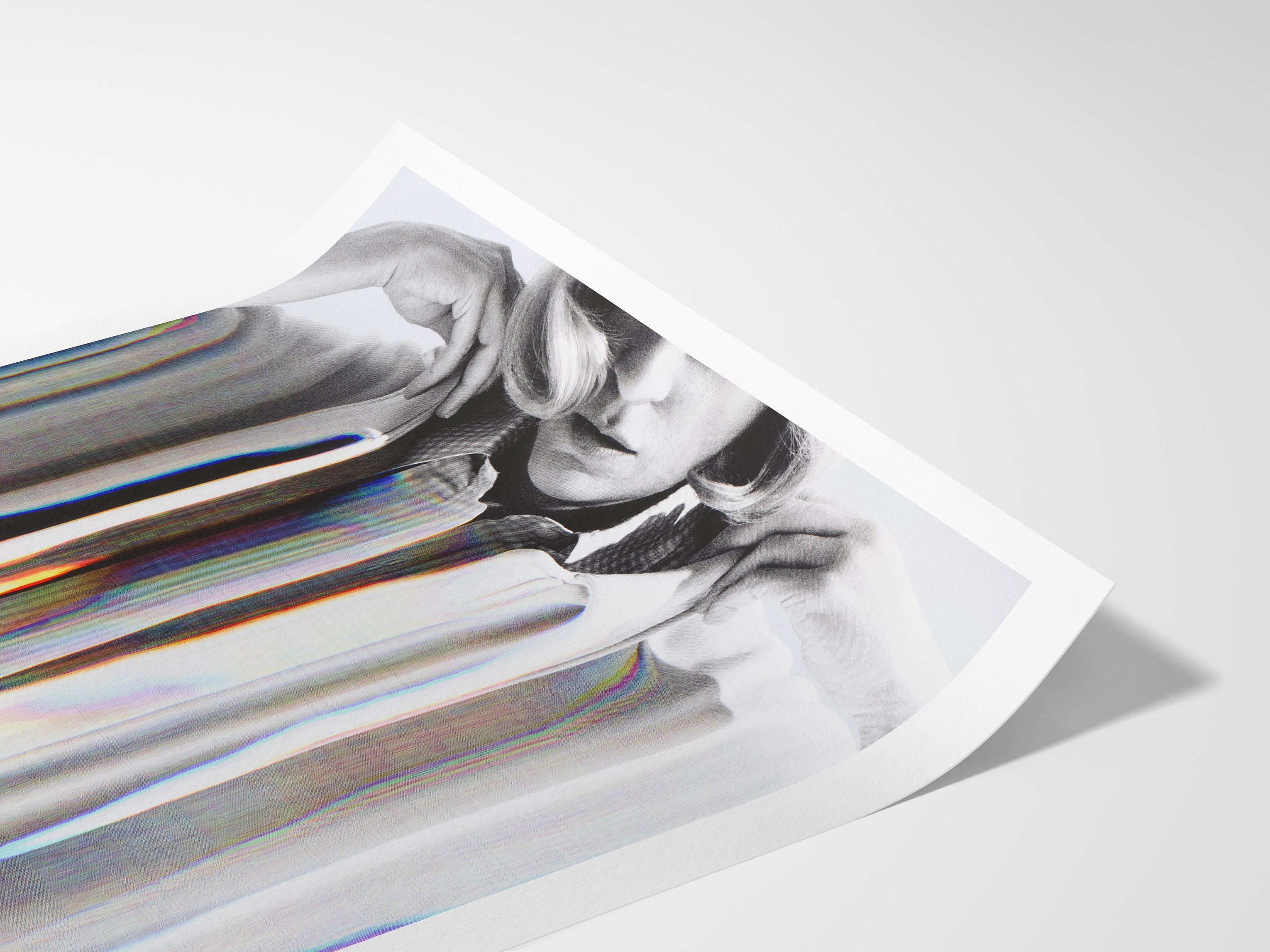 Black and White Wall Art - Artwork For Living Room, Bedroom, Office - Abstract Surreal Glitch Aesthetic | Untitled (316) Giclée Print