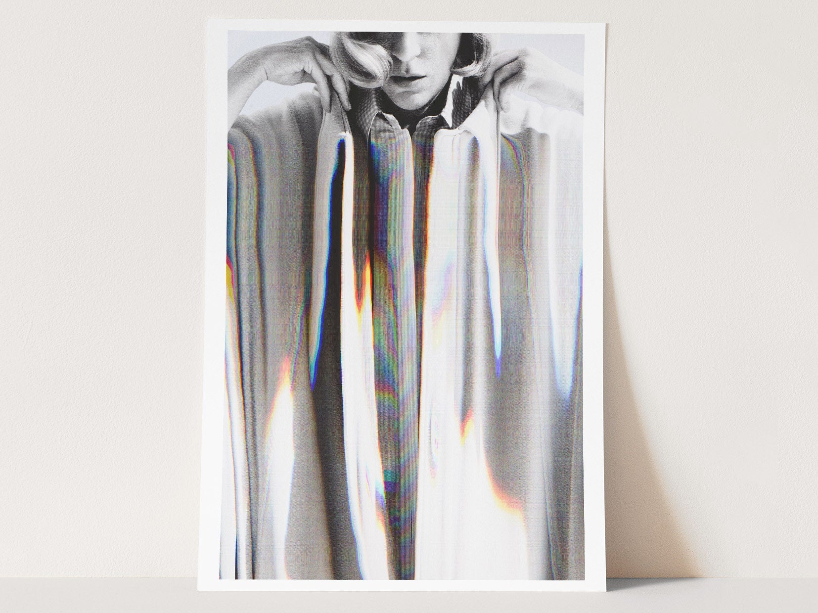 Black and White Wall Art - Artwork For Living Room, Bedroom, Office - Abstract Surreal Glitch Aesthetic | Untitled (316) Giclée Print