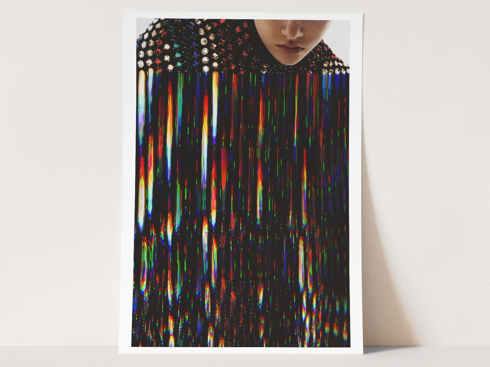 Colorful Bedroom Wall Art - Feminine Fashion Aesthetic - Black Rainbow Jewel Artwork For Home, Office, Living | Untitled (317) Giclée Print