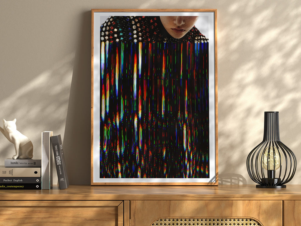 Colorful Bedroom Wall Art - Feminine Fashion Aesthetic - Black Rainbow Jewel Artwork For Home, Office, Living | Untitled (317) Giclée Print