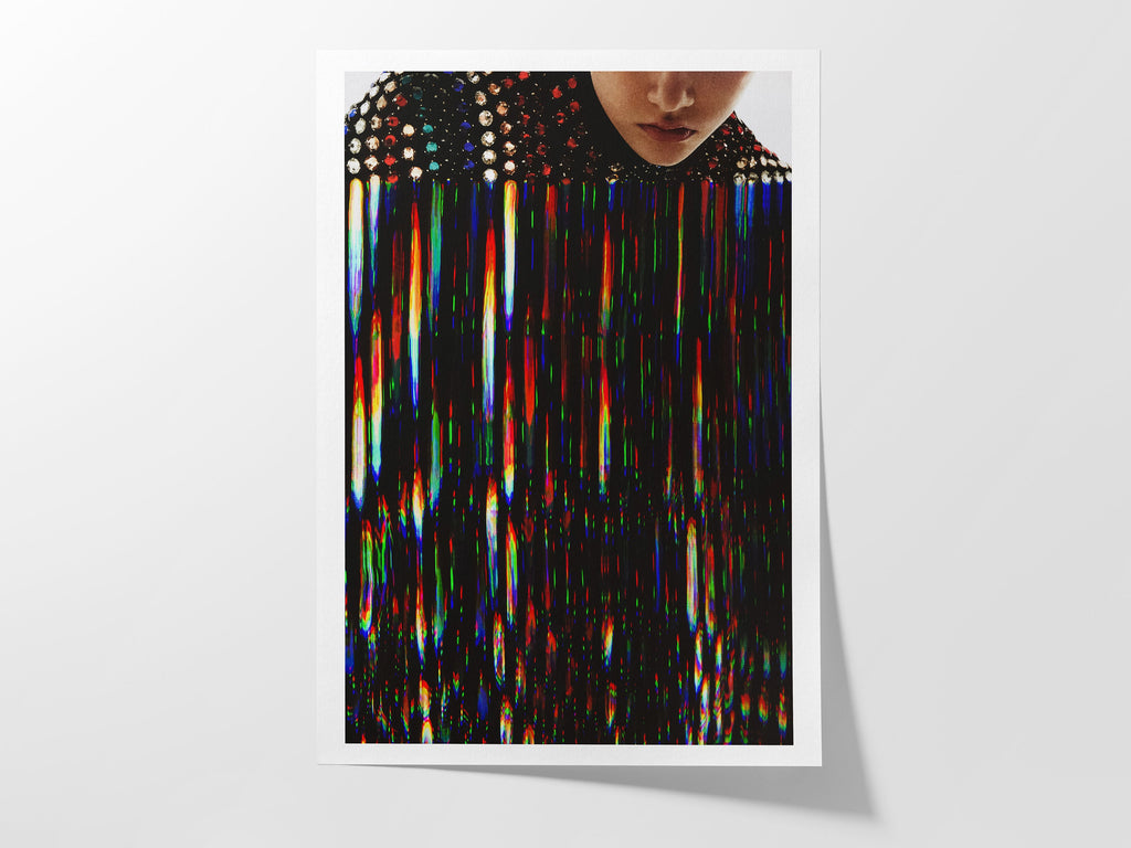 Colorful Bedroom Wall Art - Feminine Fashion Aesthetic - Black Rainbow Jewel Artwork For Home, Office, Living | Untitled (317) Giclée Print