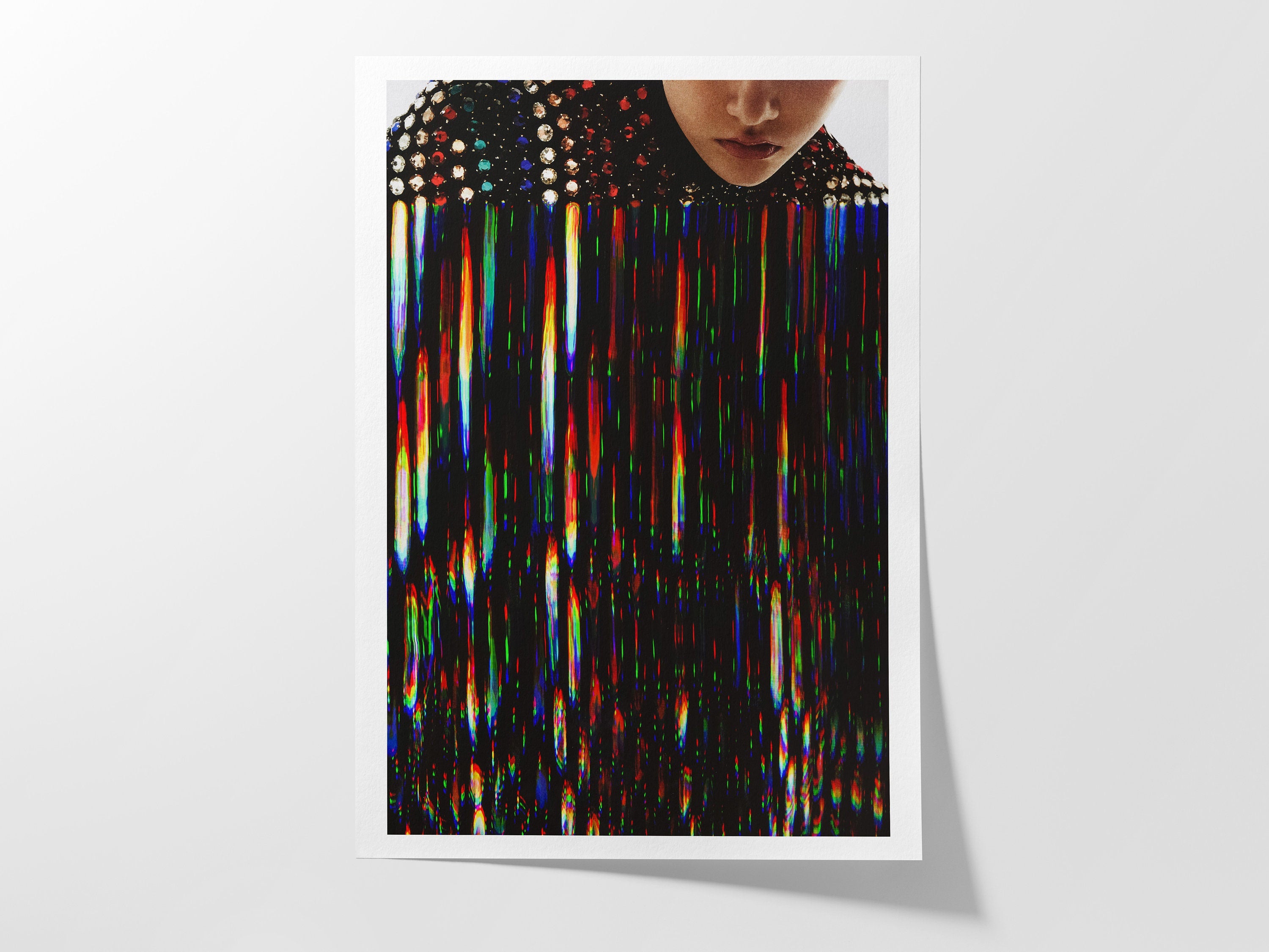Colorful Bedroom Wall Art - Feminine Fashion Aesthetic - Black Rainbow Jewel Artwork For Home, Office, Living | Untitled (317) Giclée Print