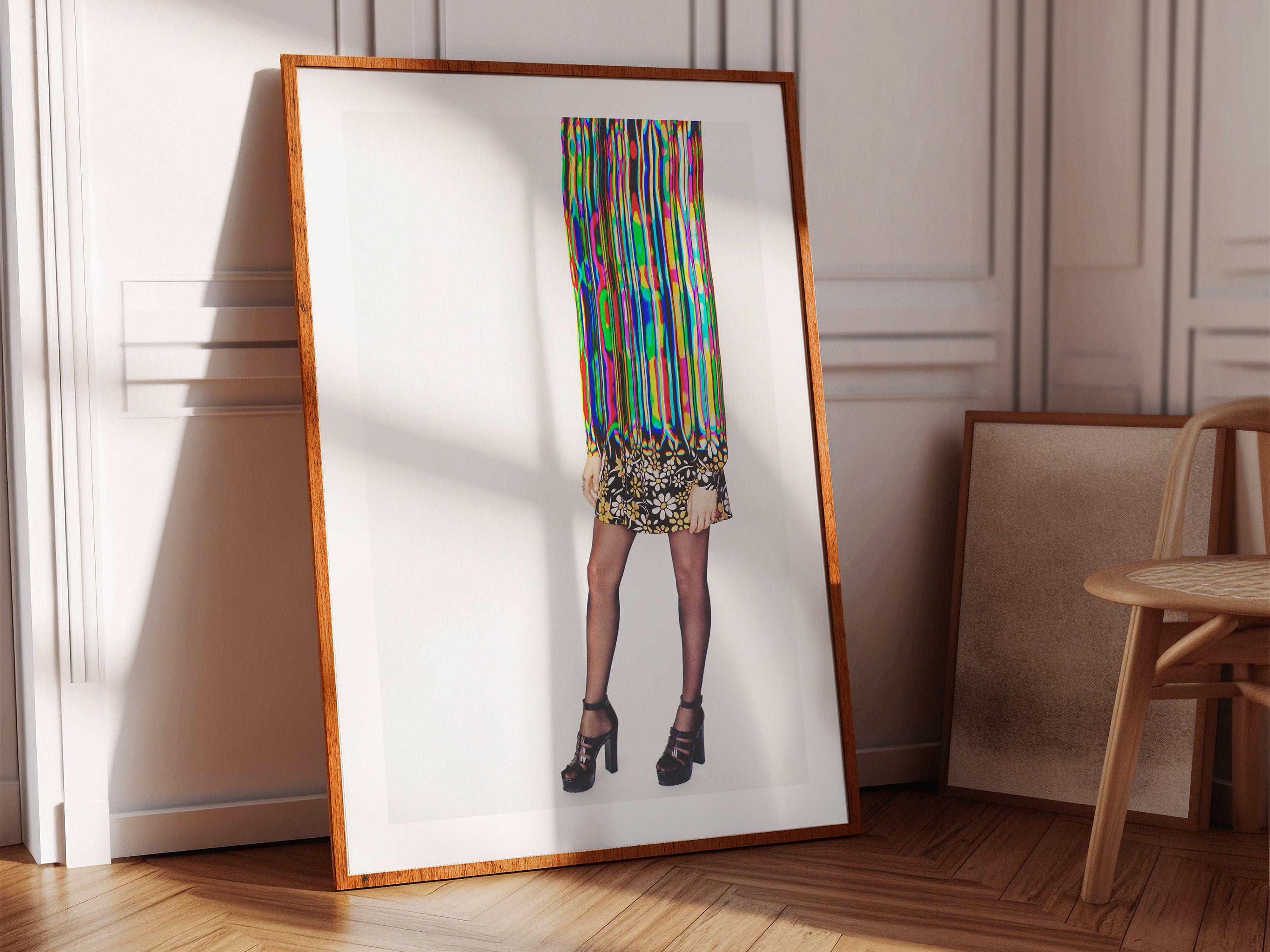 Vibrant Abstract Fashion Portrait - Colorful Glitch Art for Eclectic Home Decor and Contemporary Spaces | Untitled (2) Giclée Print