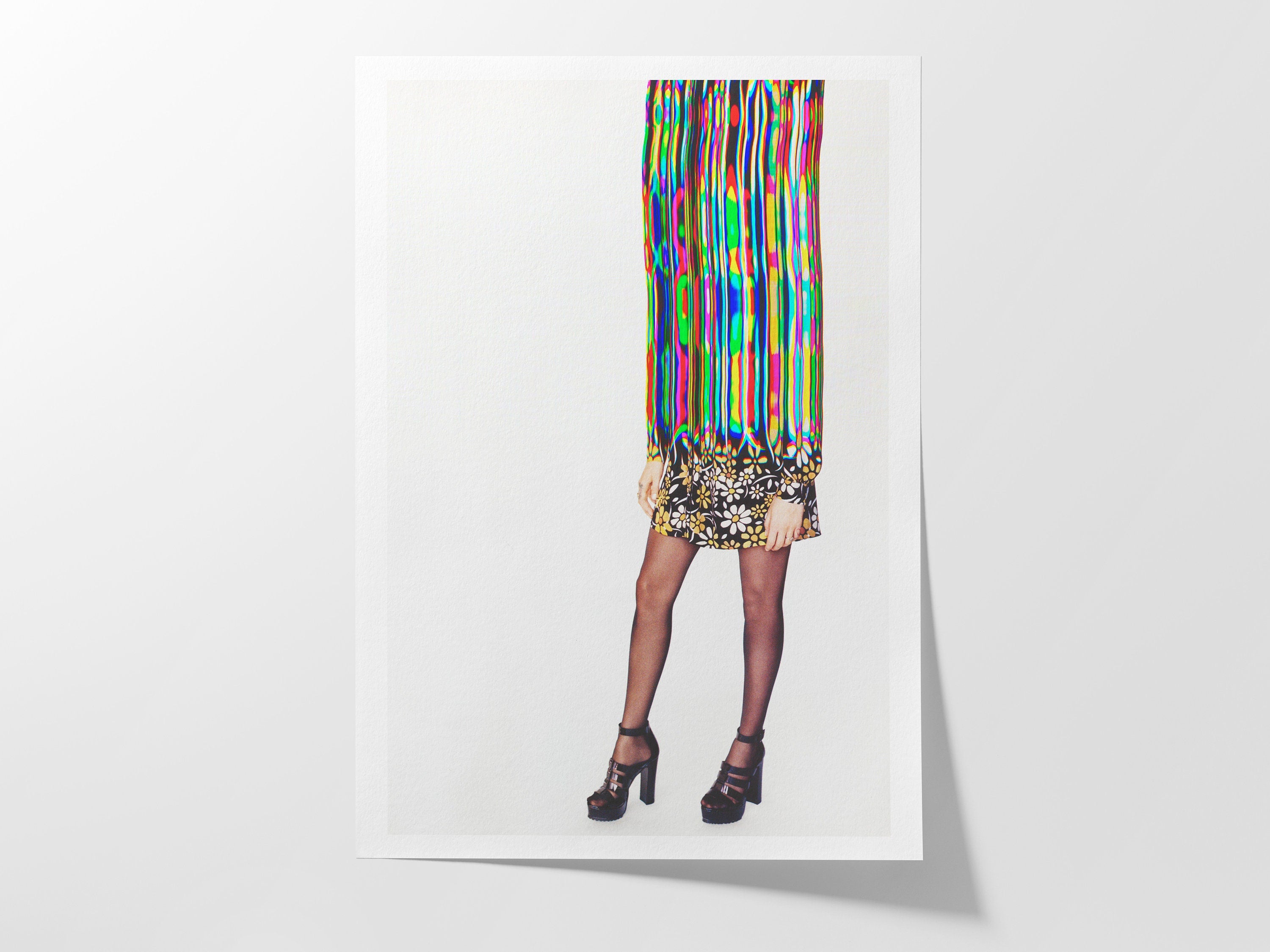 Vibrant Abstract Fashion Portrait - Colorful Glitch Art for Eclectic Home Decor and Contemporary Spaces | Untitled (2) Giclée Print