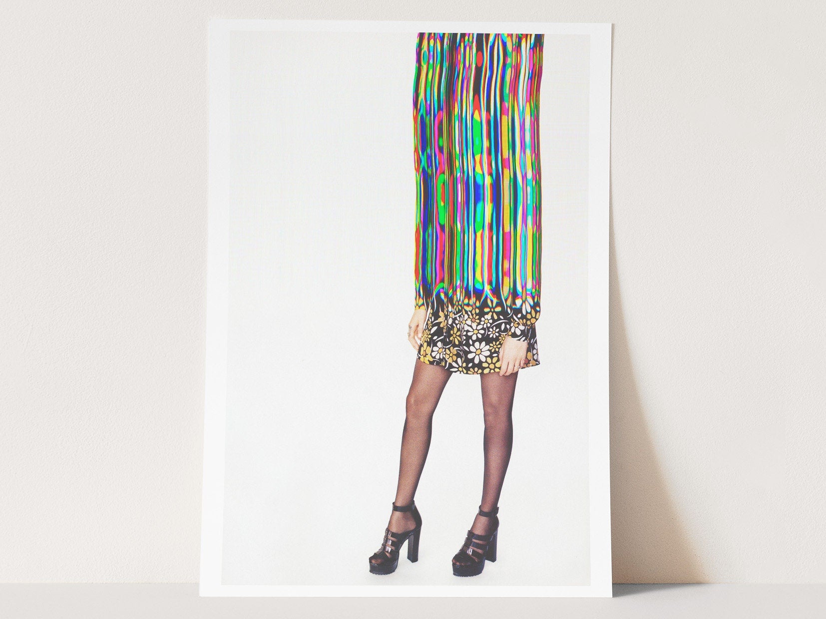 Vibrant Abstract Fashion Portrait - Colorful Glitch Art for Eclectic Home Decor and Contemporary Spaces | Untitled (2) Giclée Print